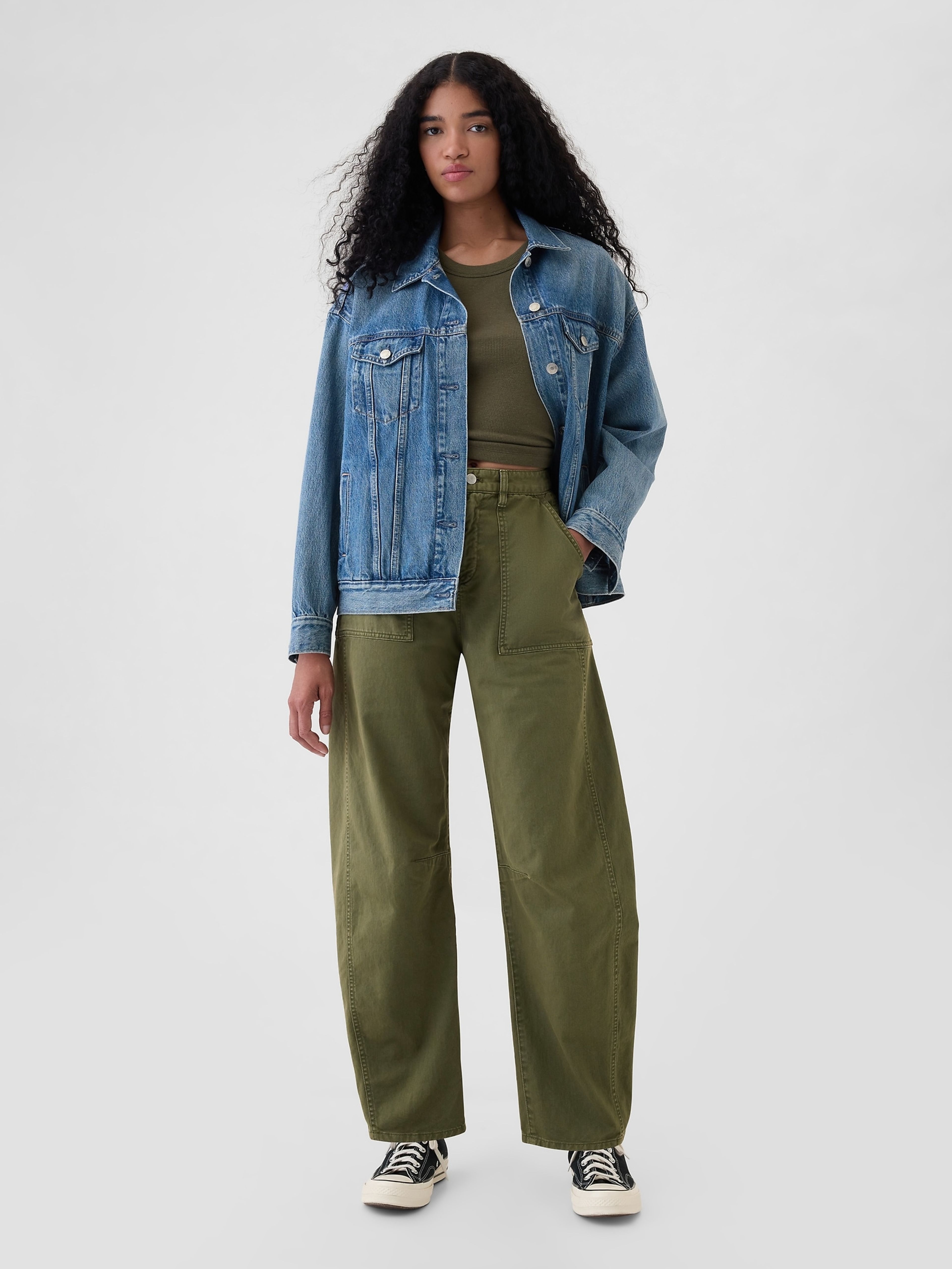 Kalhoty Barrel Mid Rise Twill