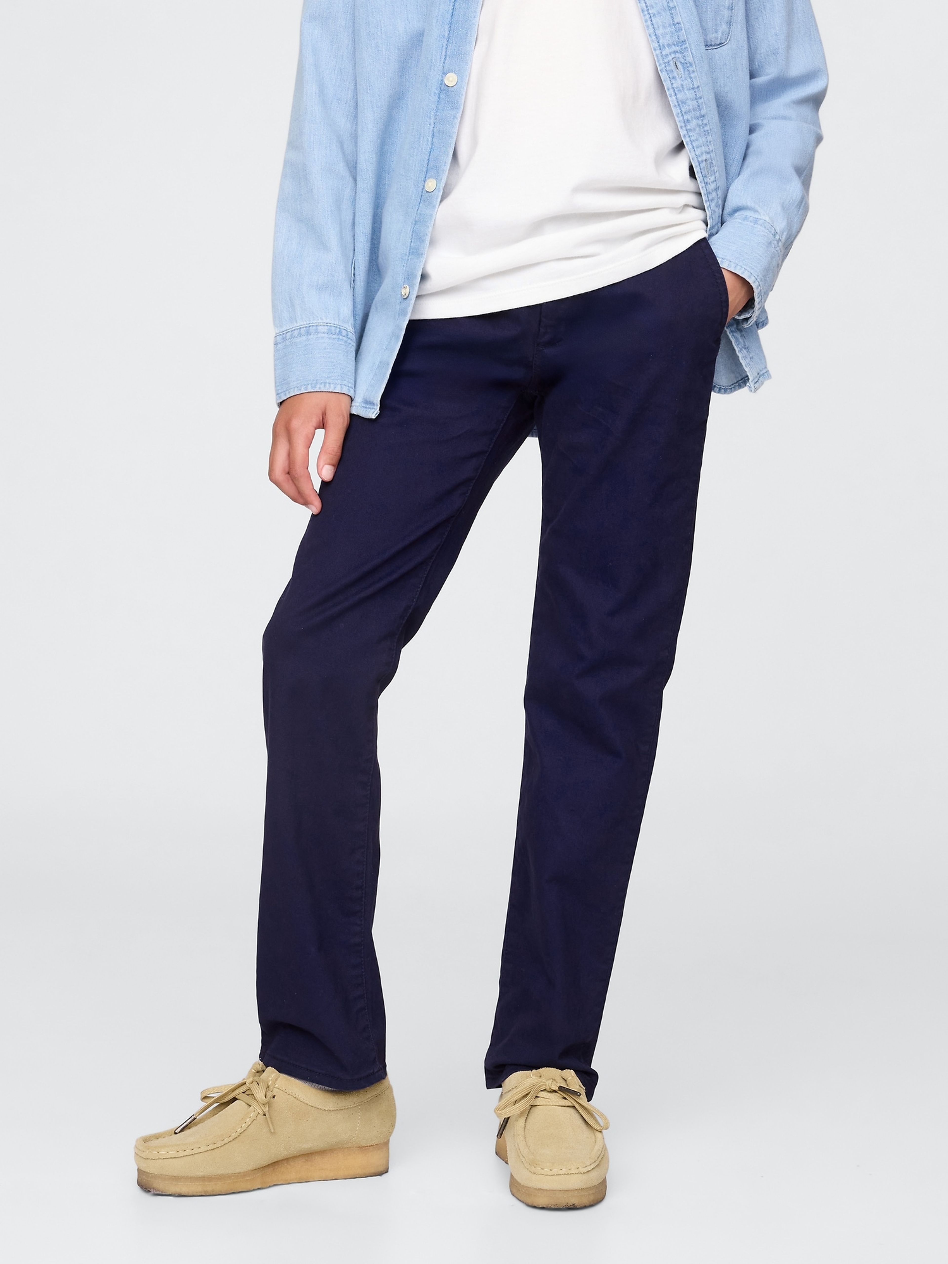 Dětské khaki kalhoty Straight Stretch - 002