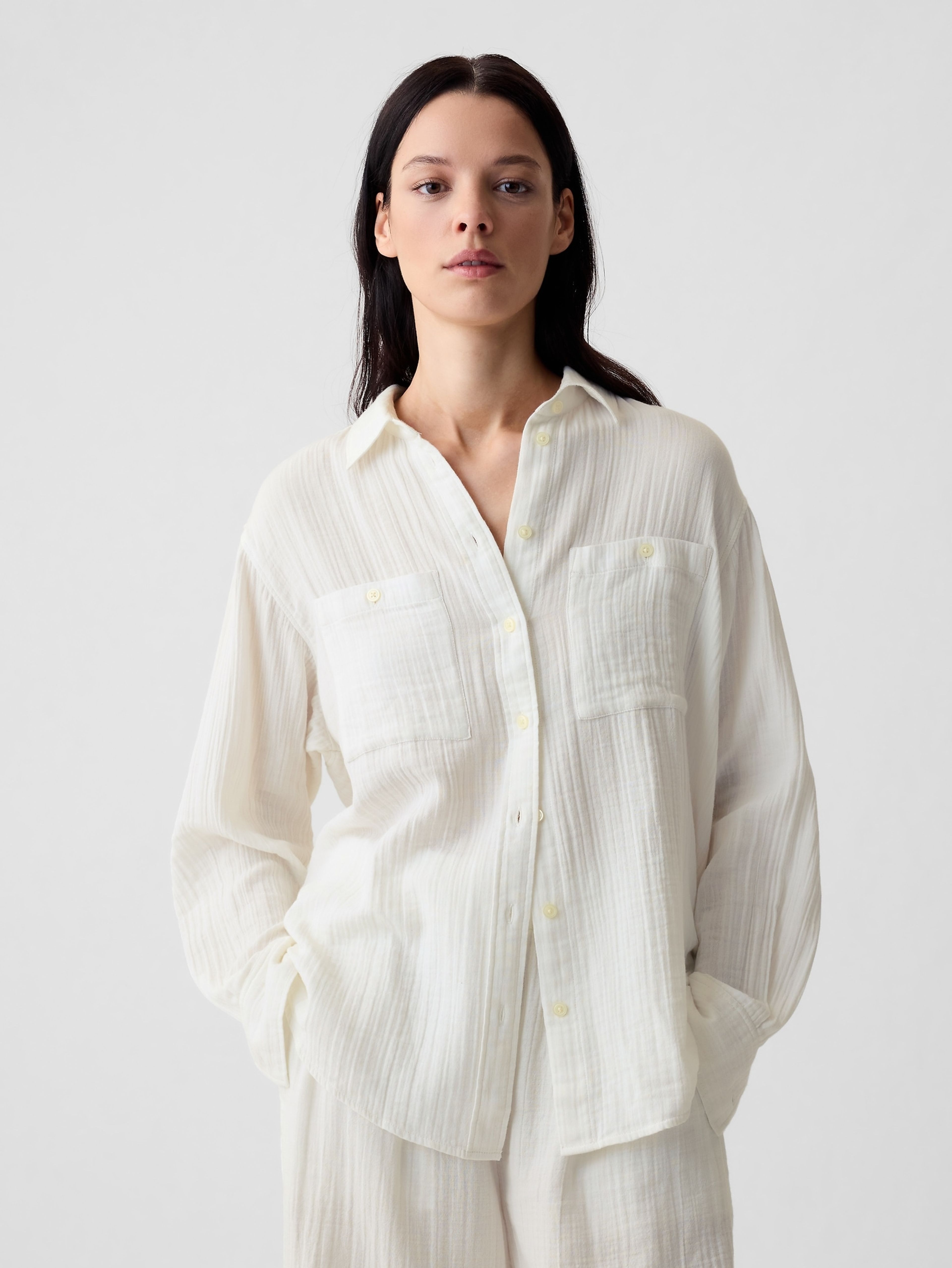 Chemise oversize en mousseline - 001