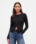 Cardigan boutonné-Noir - 001