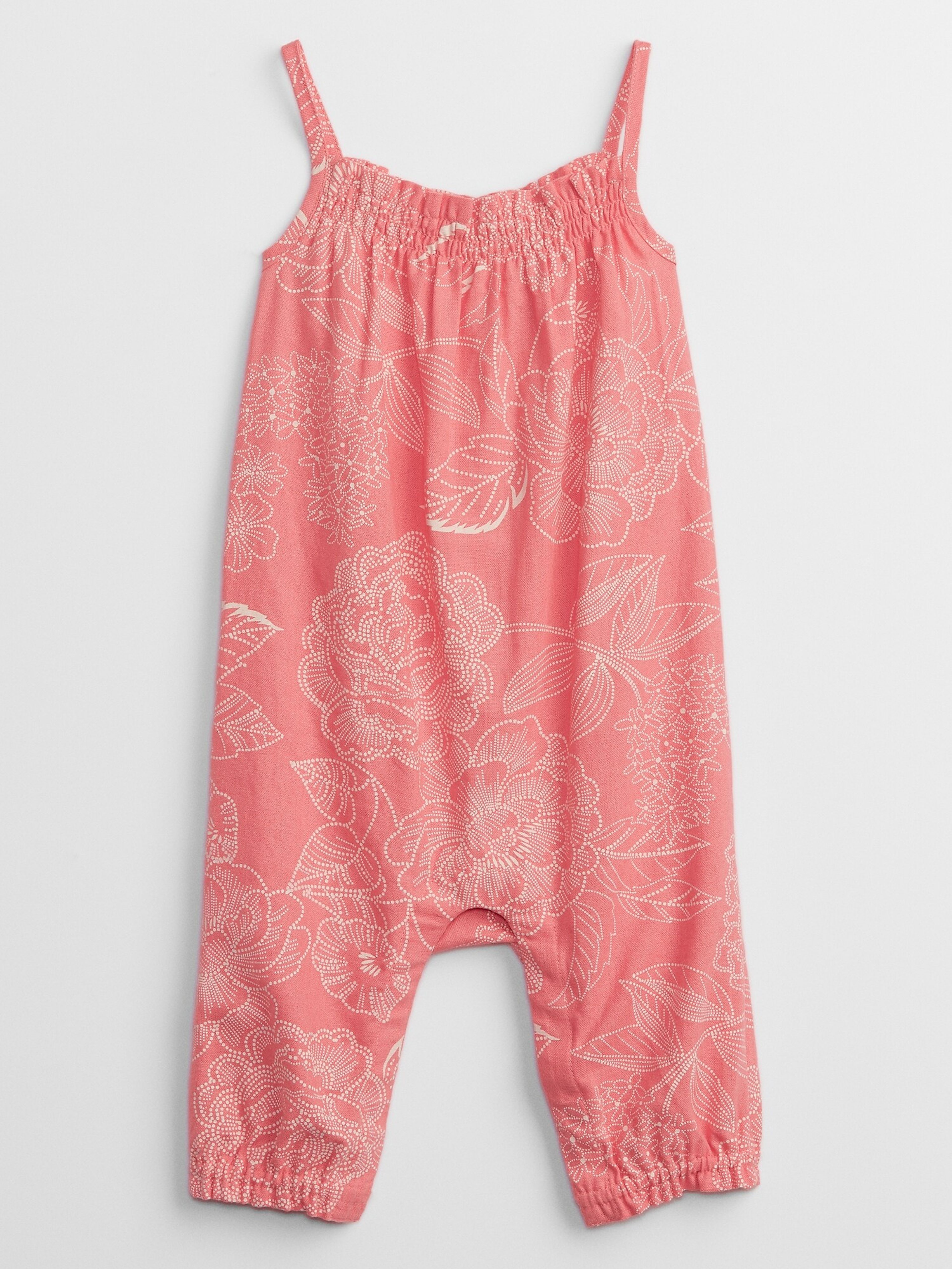 Baby Leinen-Overall mit Blumenmuster