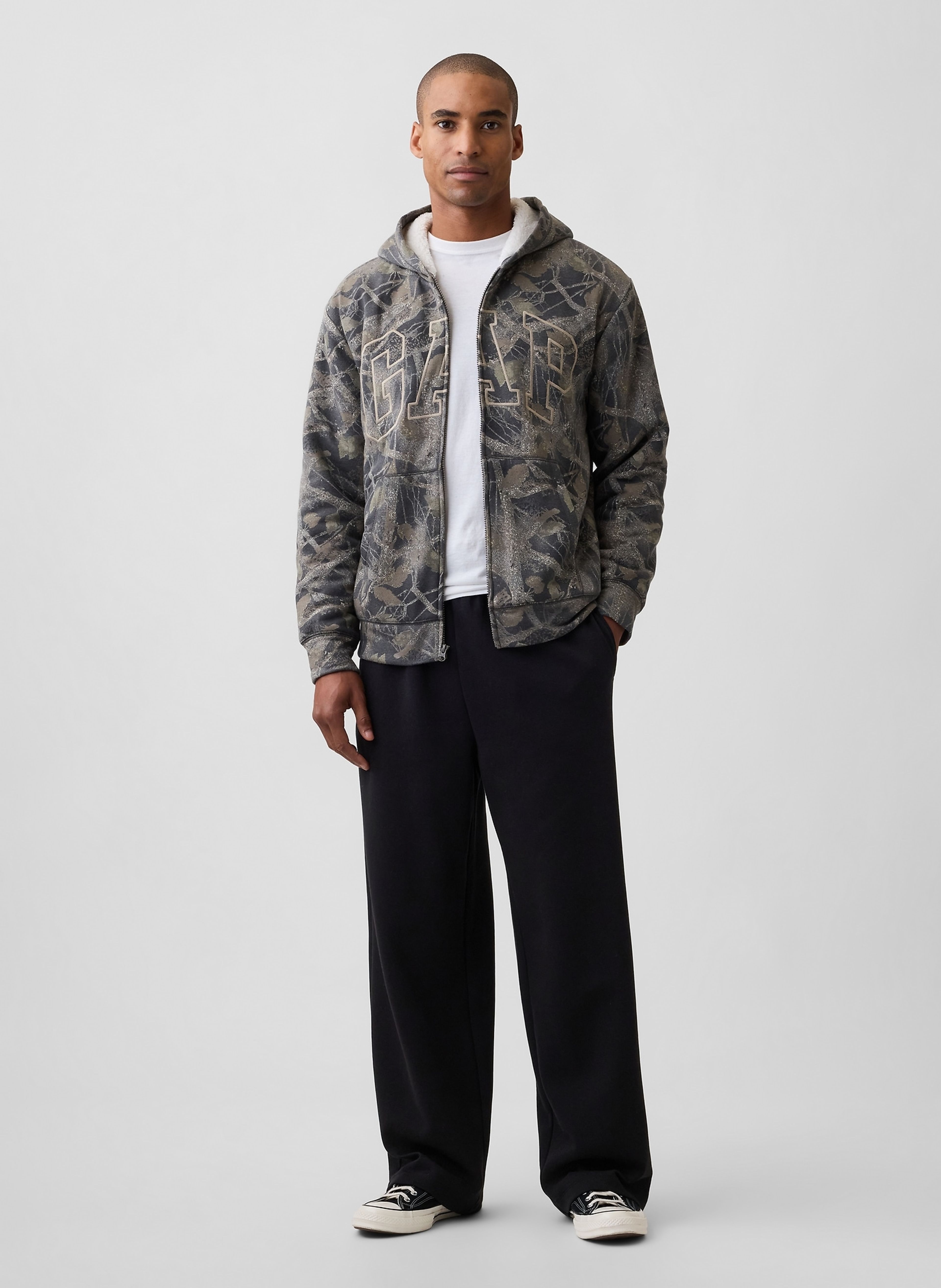 Felpa sherpa imbottita con logo - 003