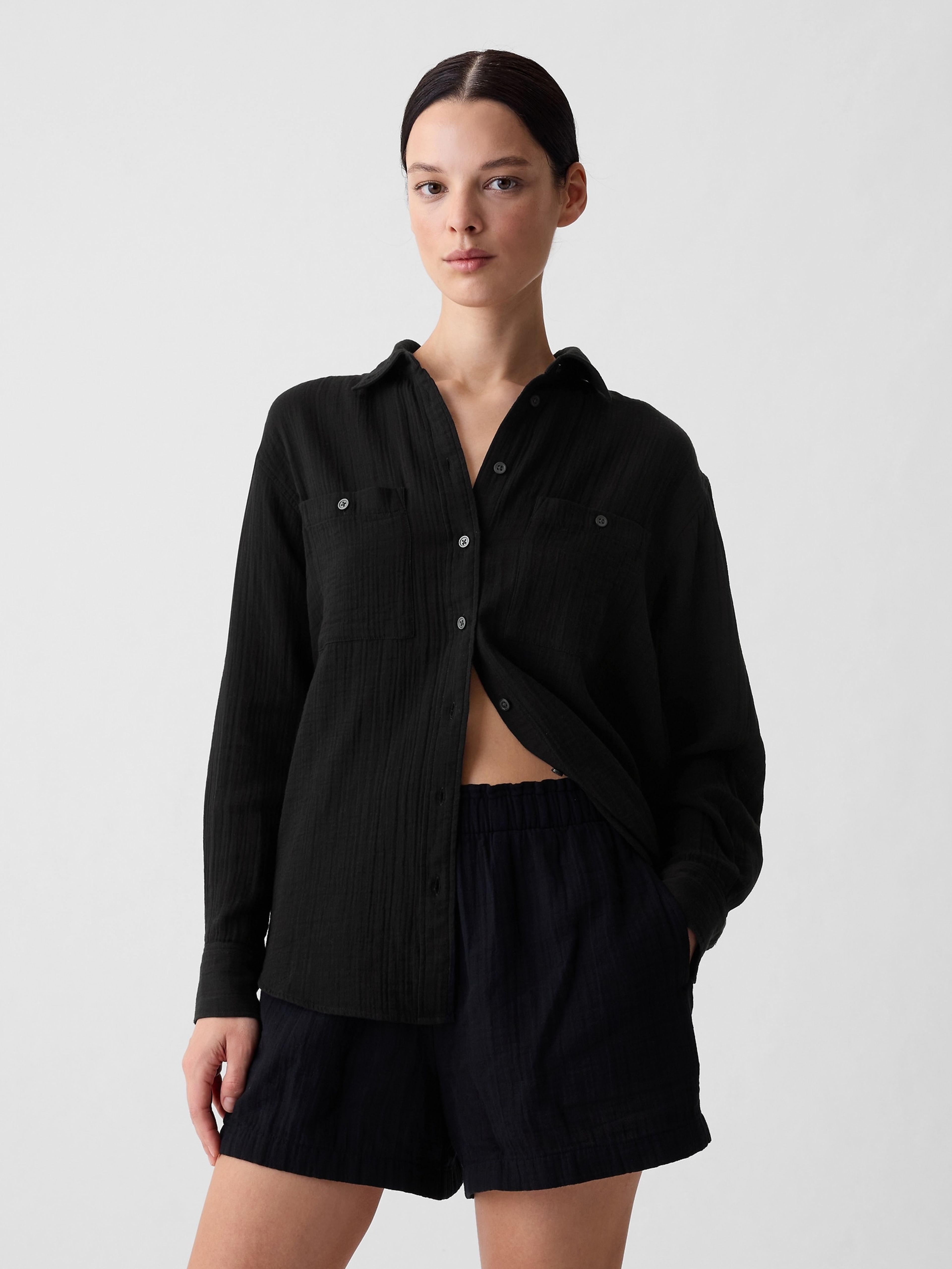 Oversize mousseline overhemd - 001