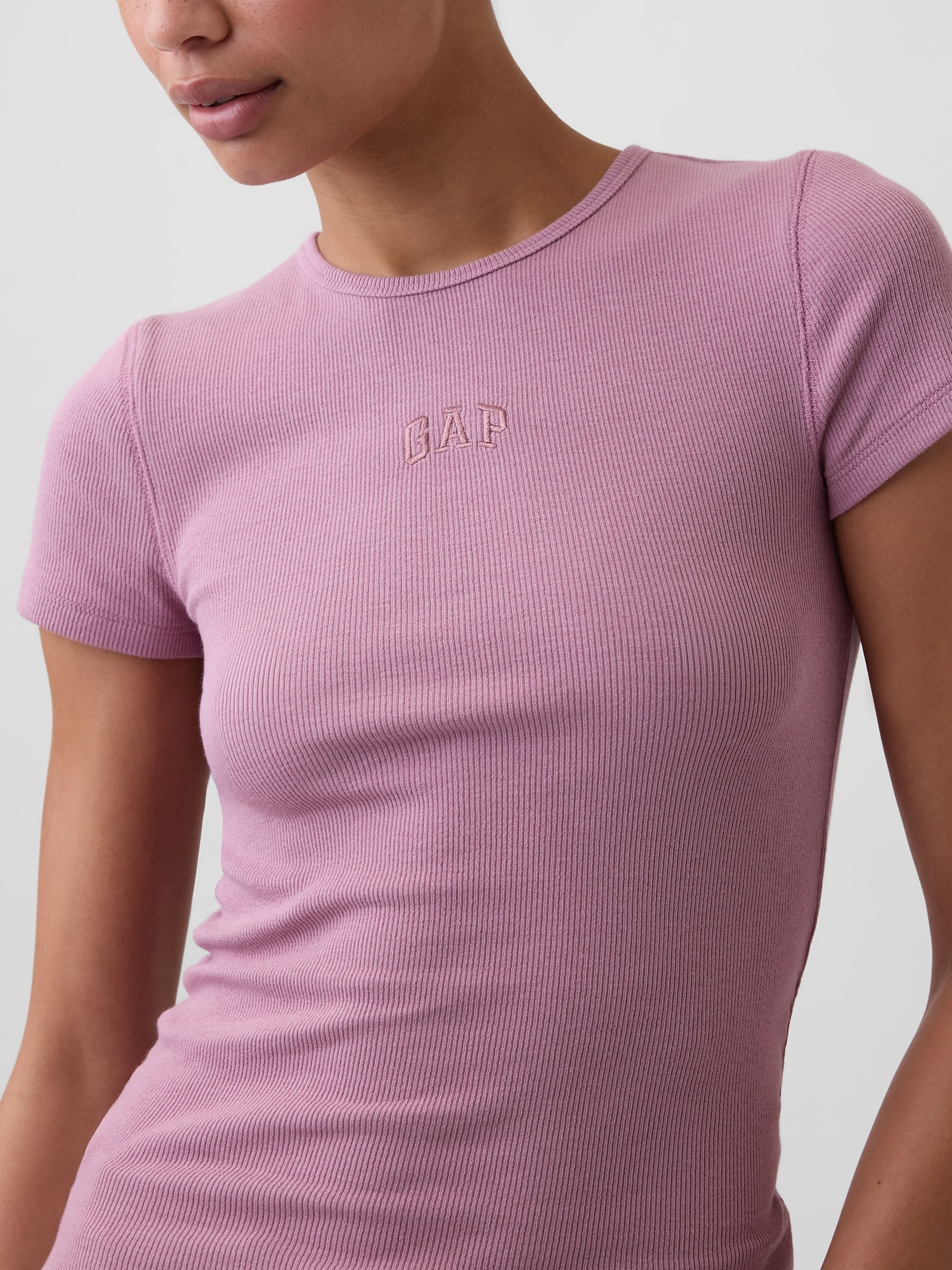 T-shirt côtelé avec logo - 004
