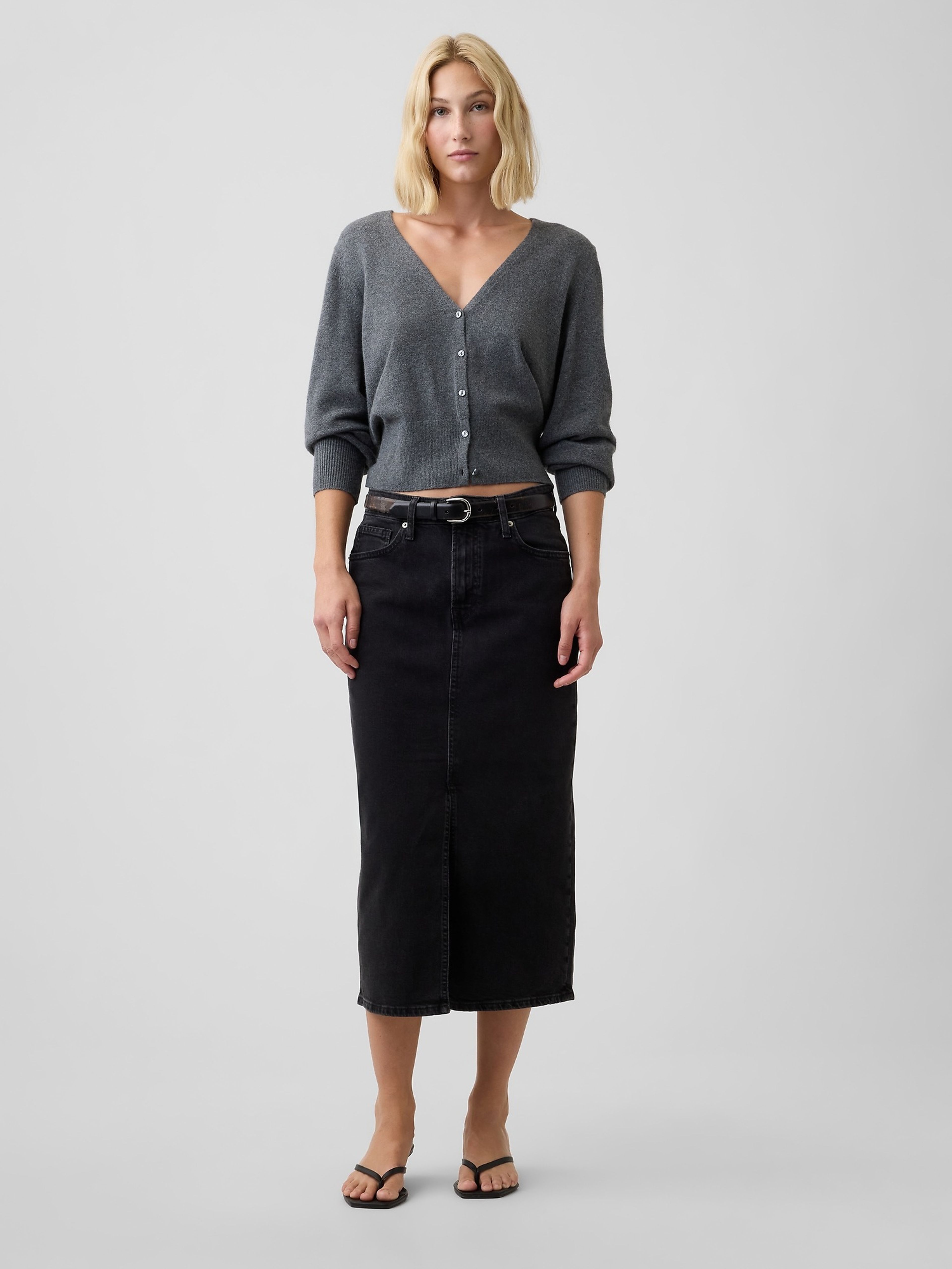 Fustă midi din denim - 001