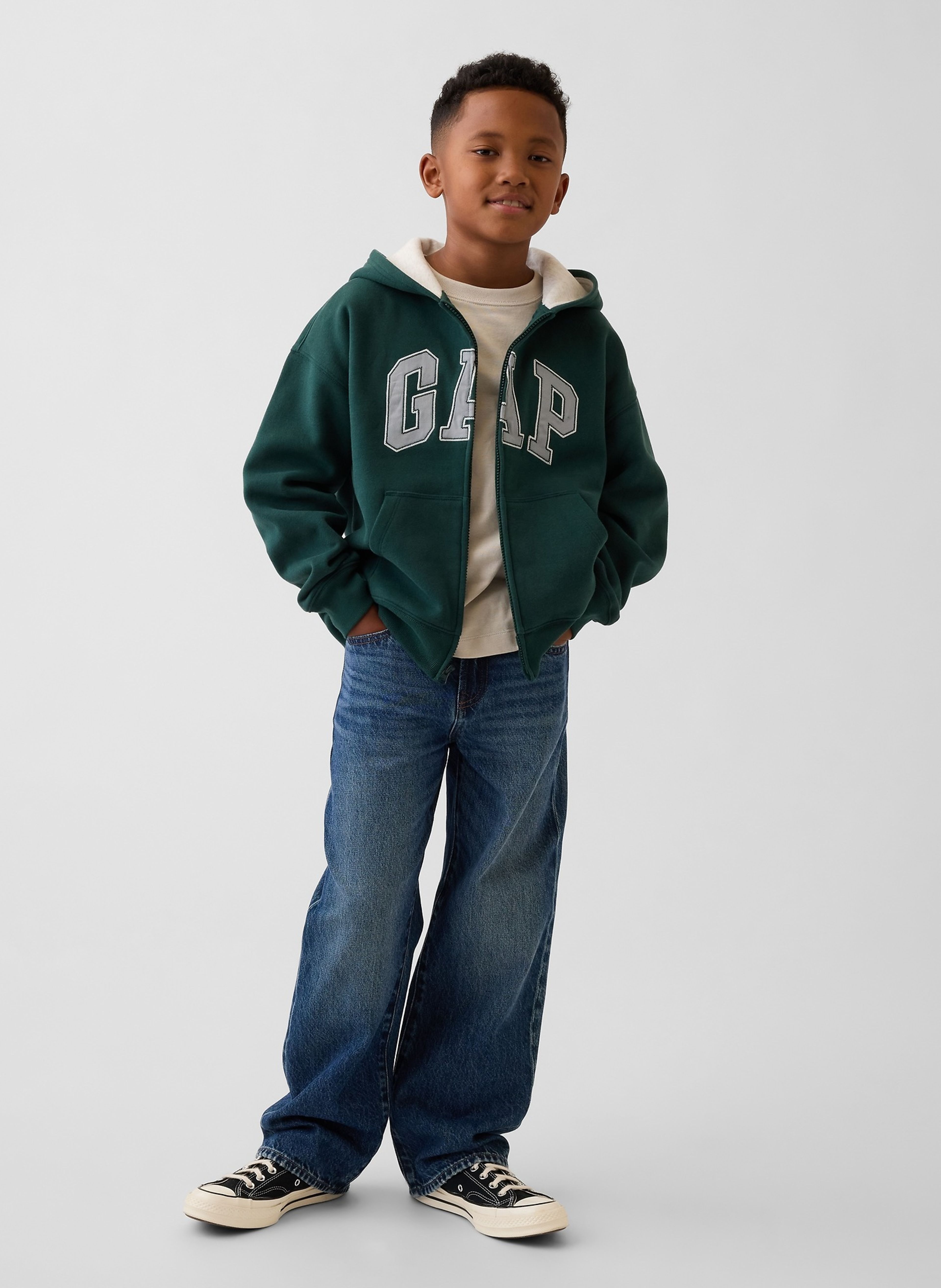 Kinder Hoodie VintageSoft mit Logo - 003