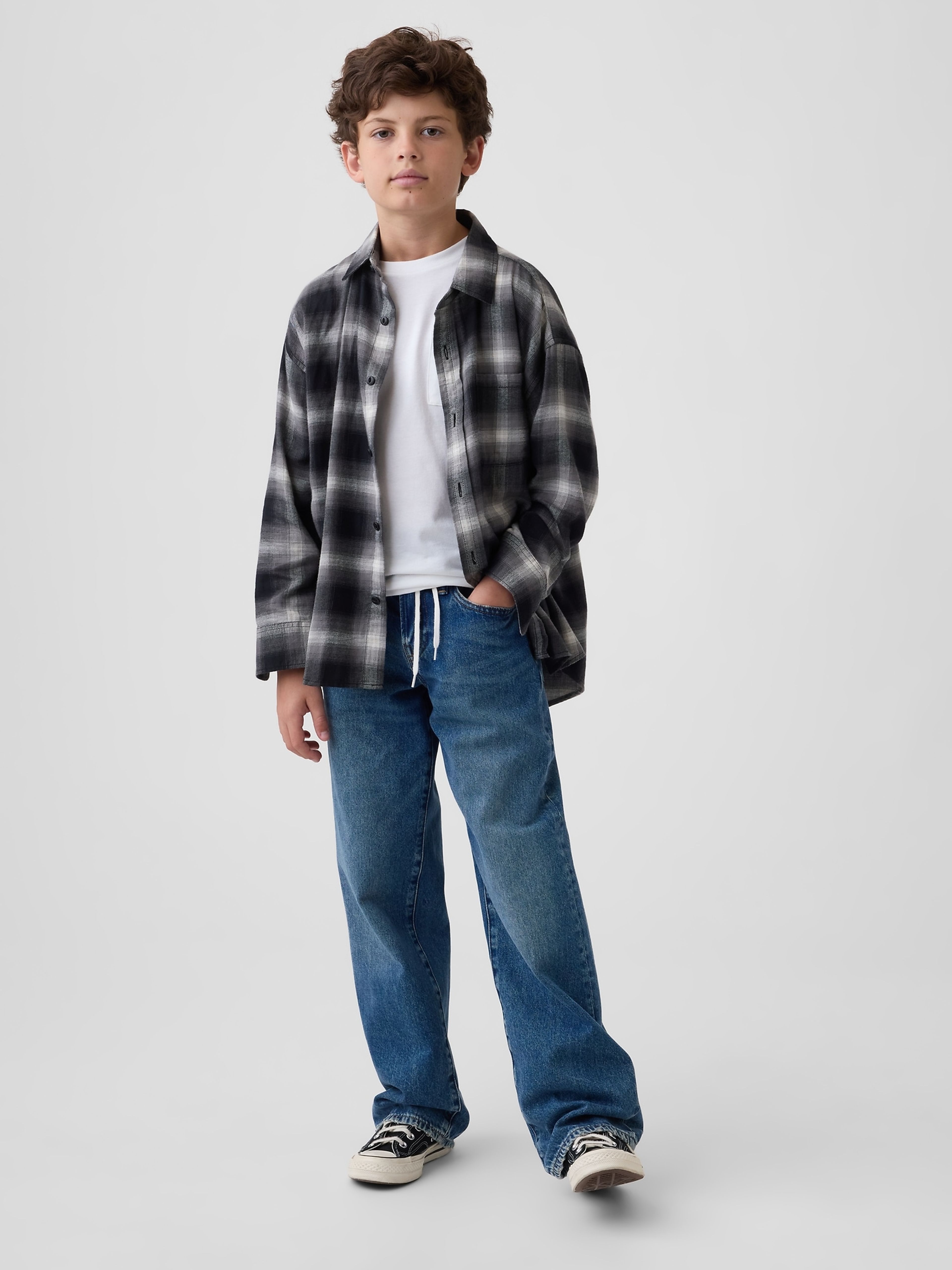 Kinder oversize flanellen overhemd - 004