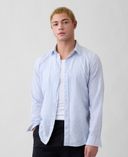 Košile z lněné směsi Standard Fit-Modrá - 004
