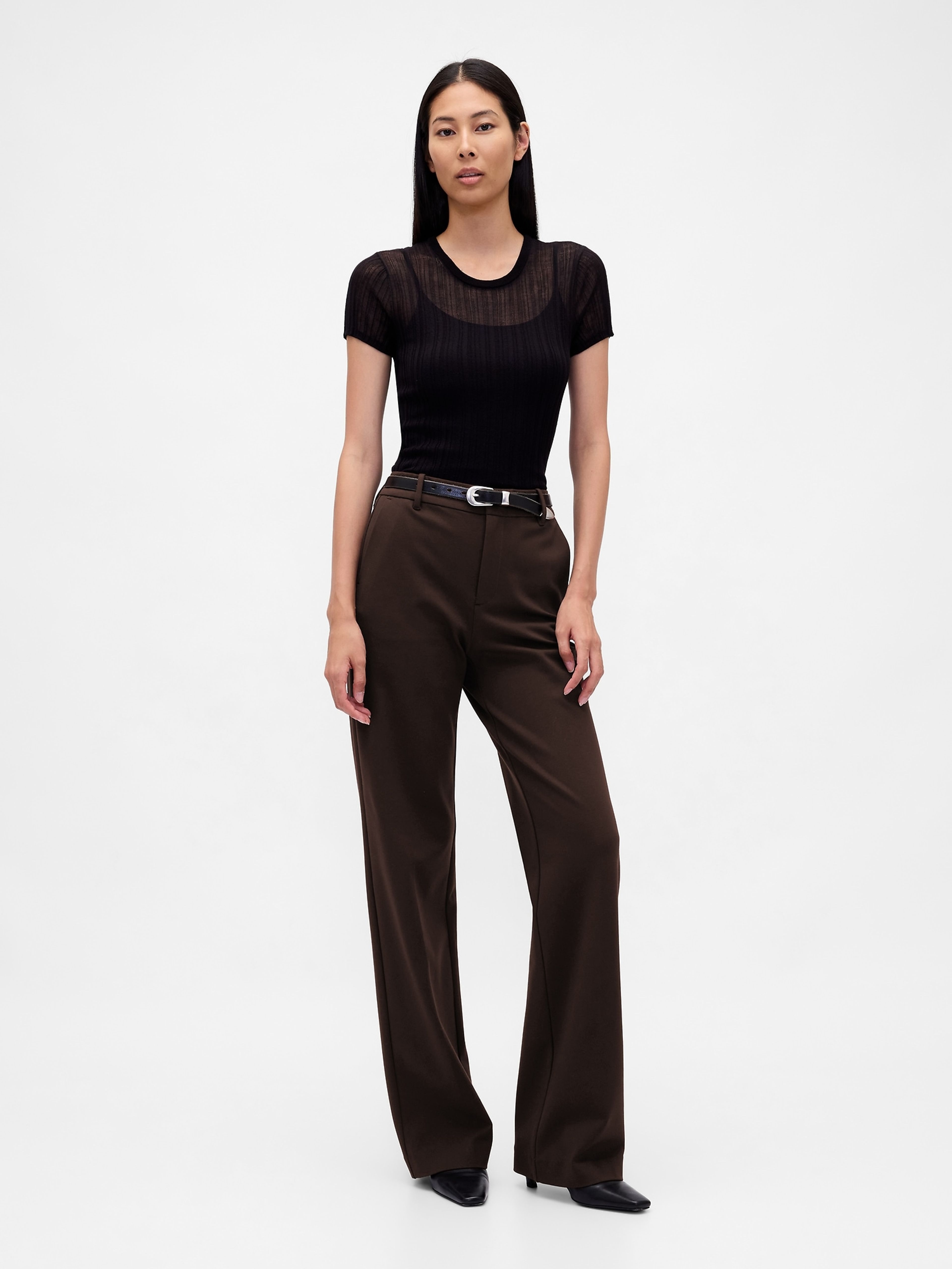 Nohavice Ponte Wide-Leg