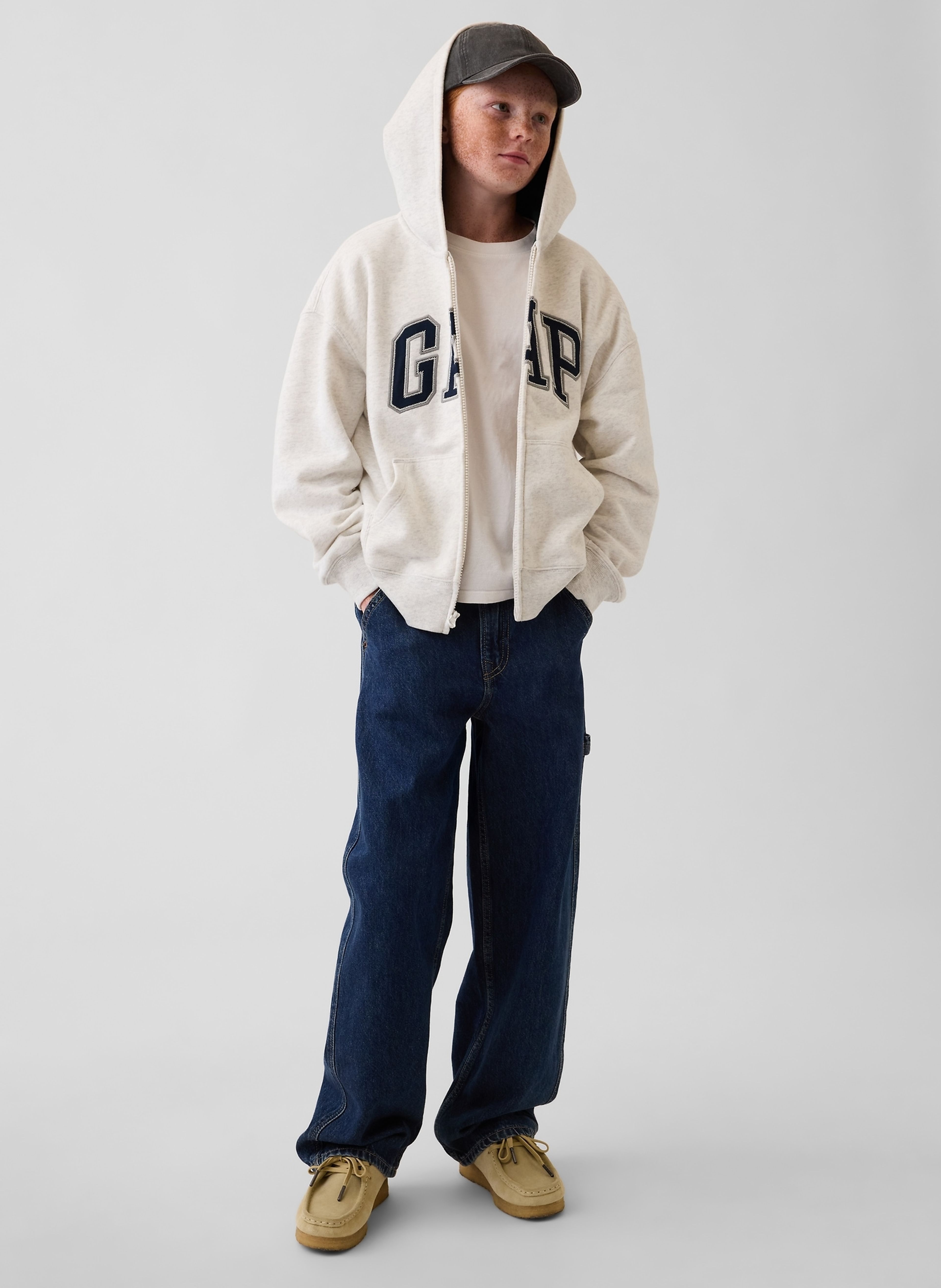 Felpa con cappuccio bambini VintageSoft con logo - 003
