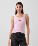 Prążkowany tank top z logo-Różowy - 003