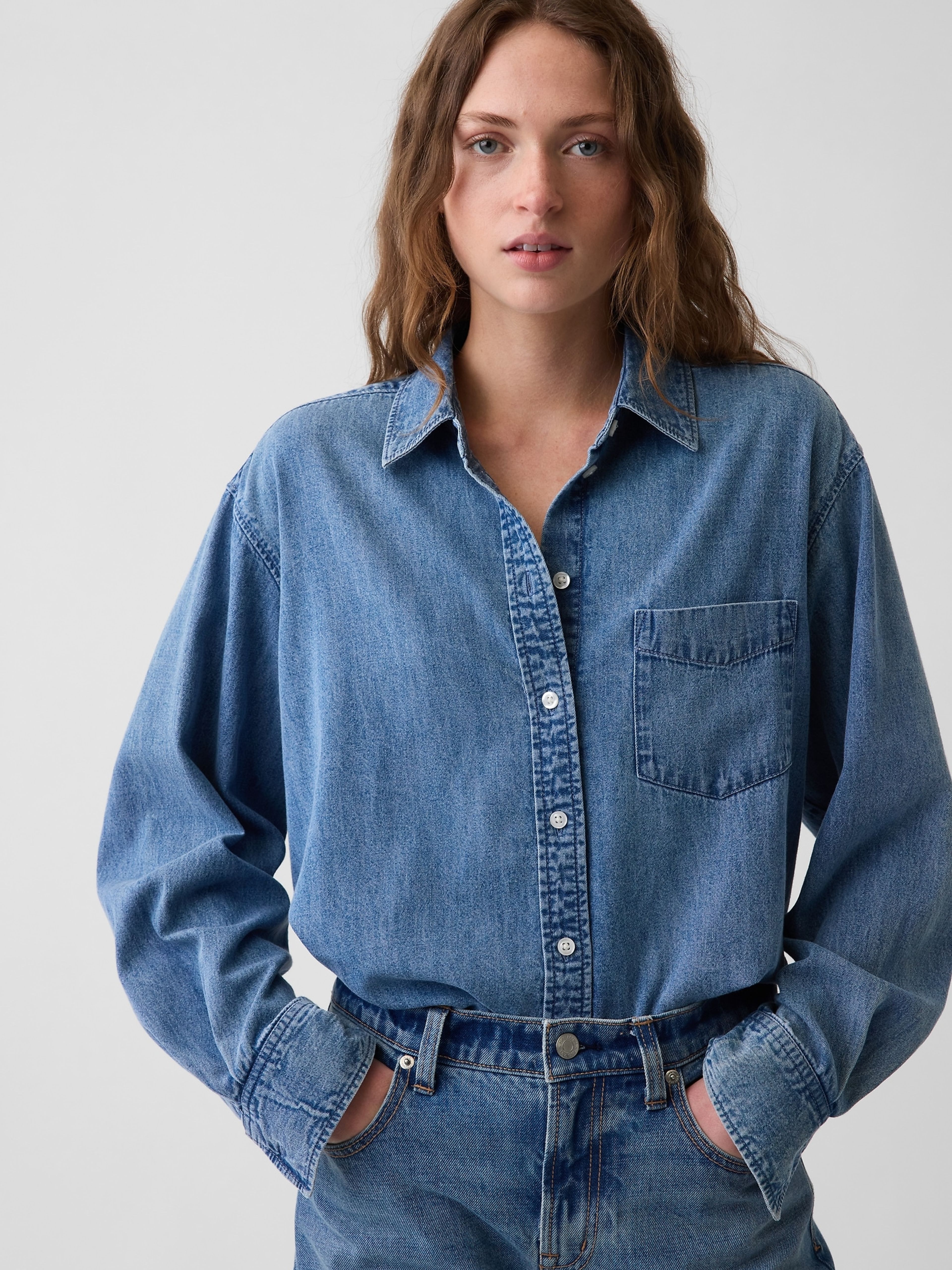 Džínsová oversize košeľa Big Shirt - 004
