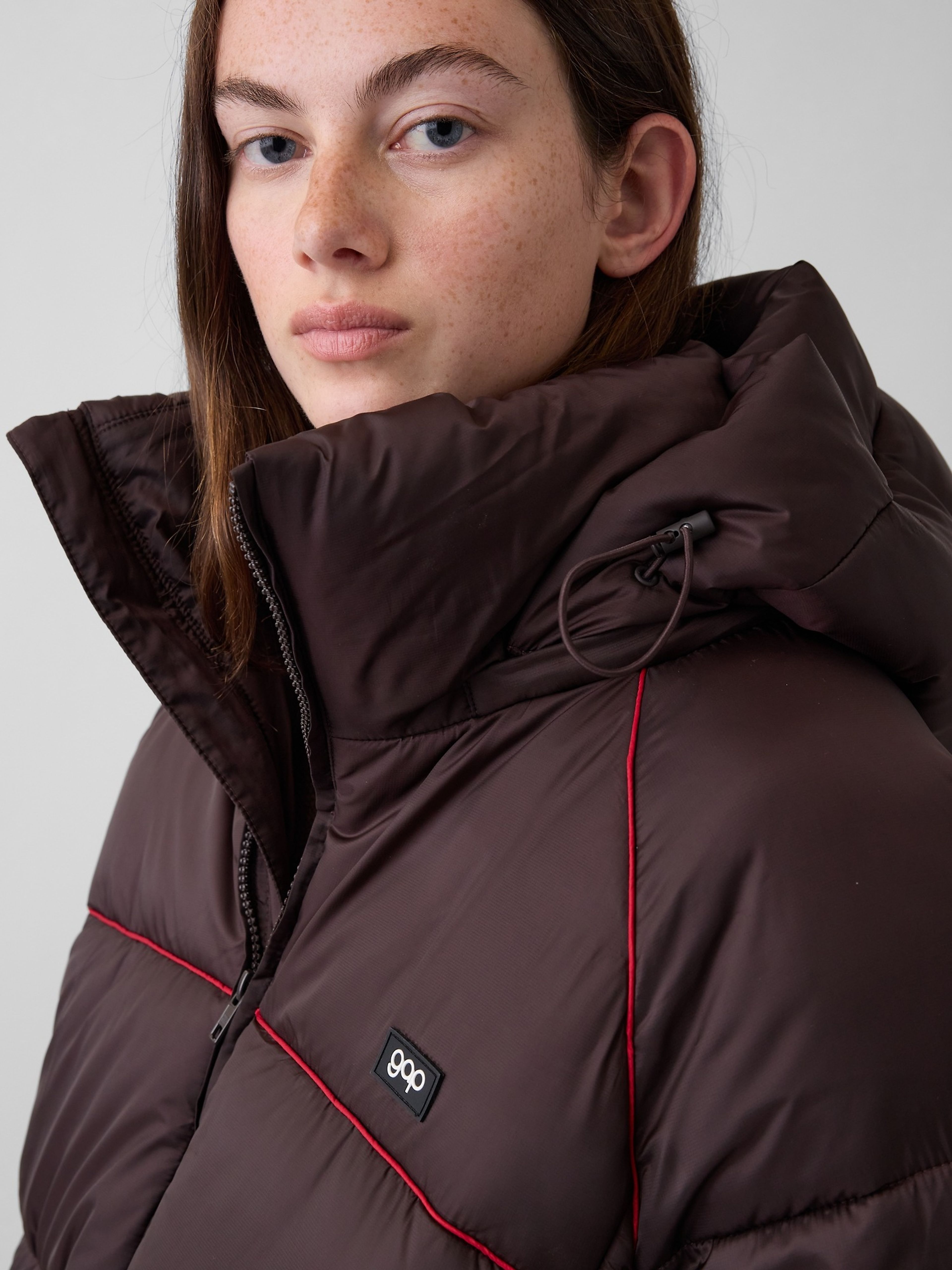Oversize crop prešívaná bunda s logom - 004
