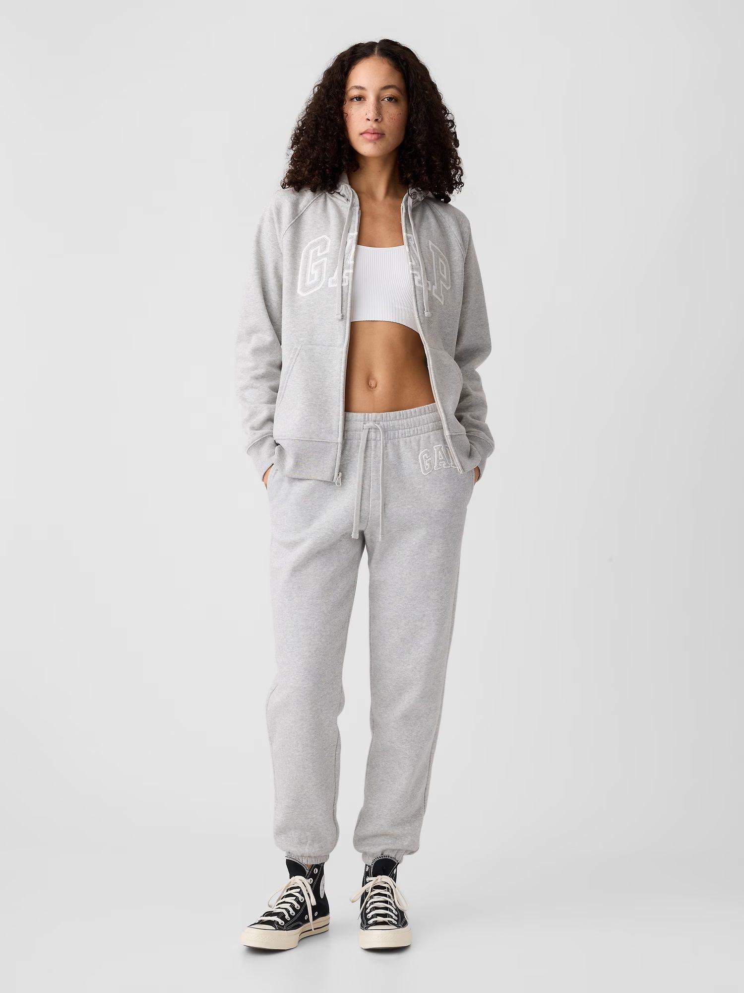 GAP Sweat Zippé à Capuche Femme Gris Coton (EU 34, INT XS