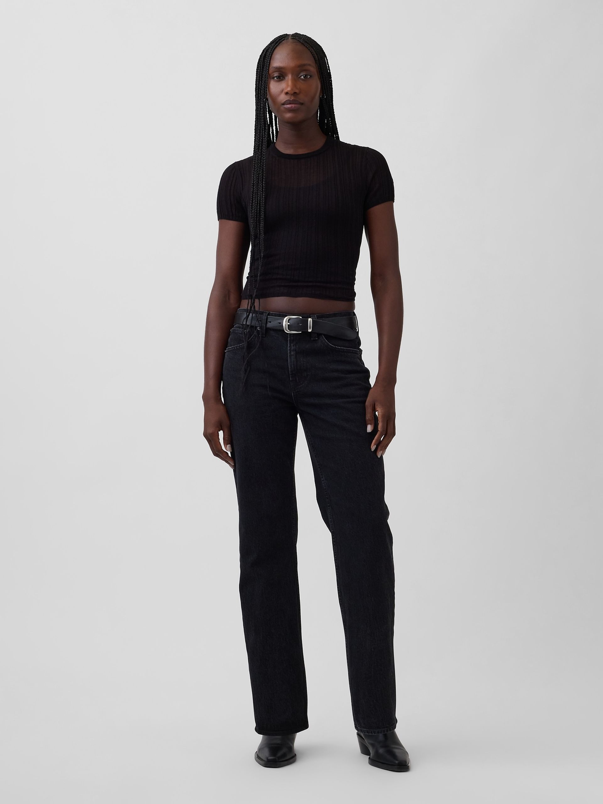Mid Rise Relaxed Straight jeans - 001