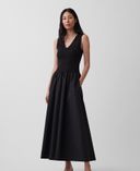 Robe maxi à poches-Noir - 001