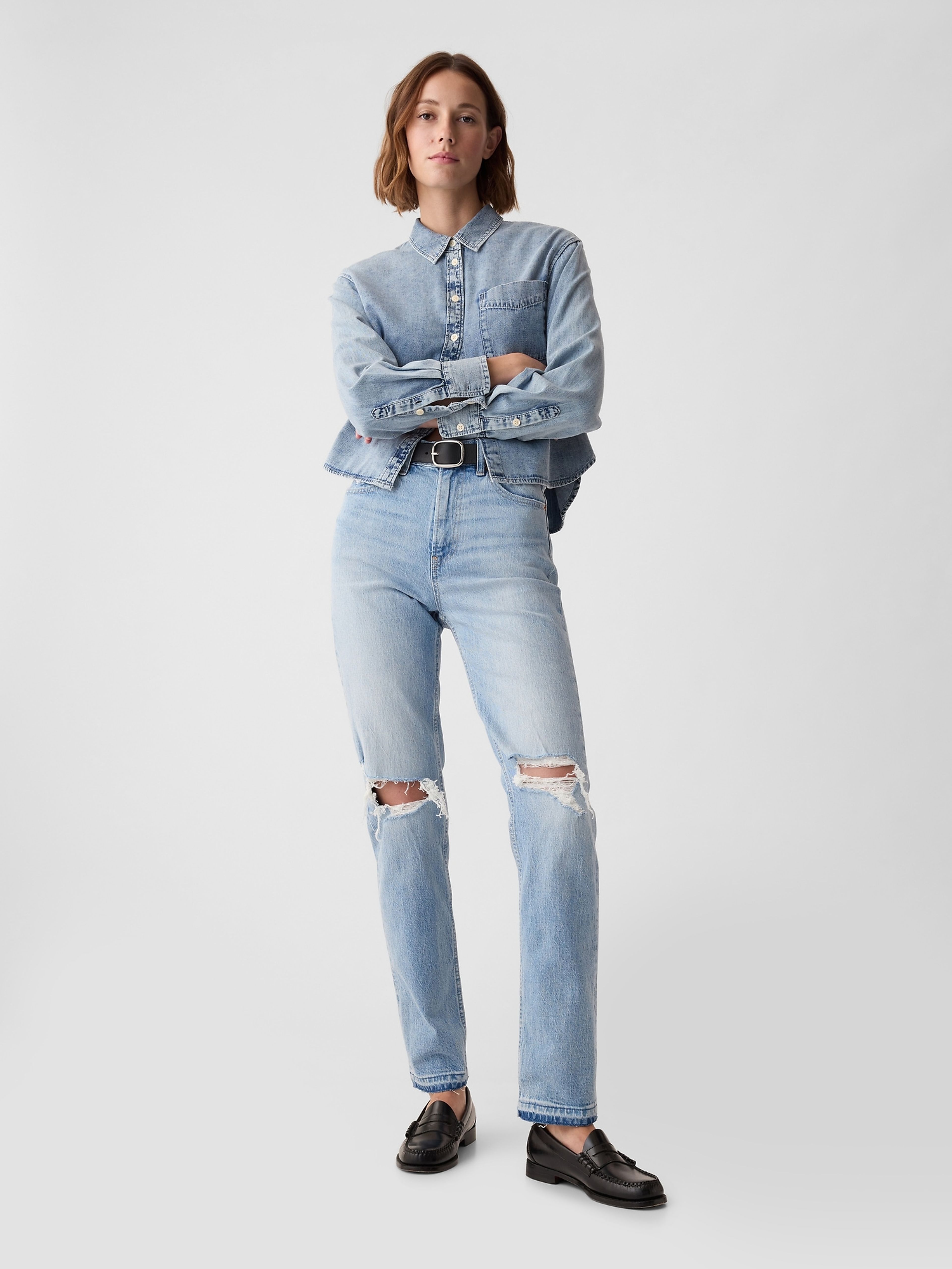 Straight High Rise Cheeky-Jeans