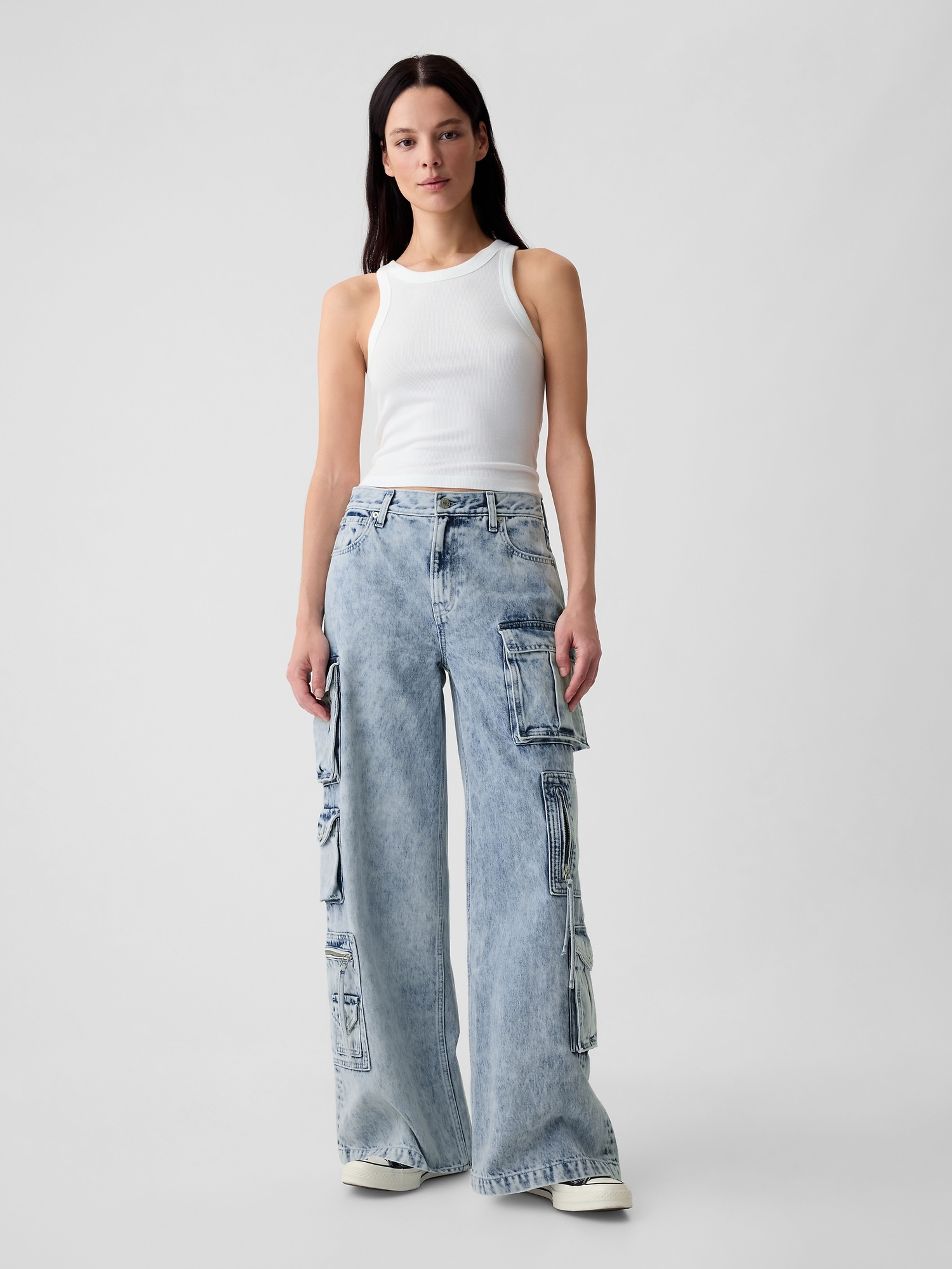 Džíny Mid Rise Cargo Baggy