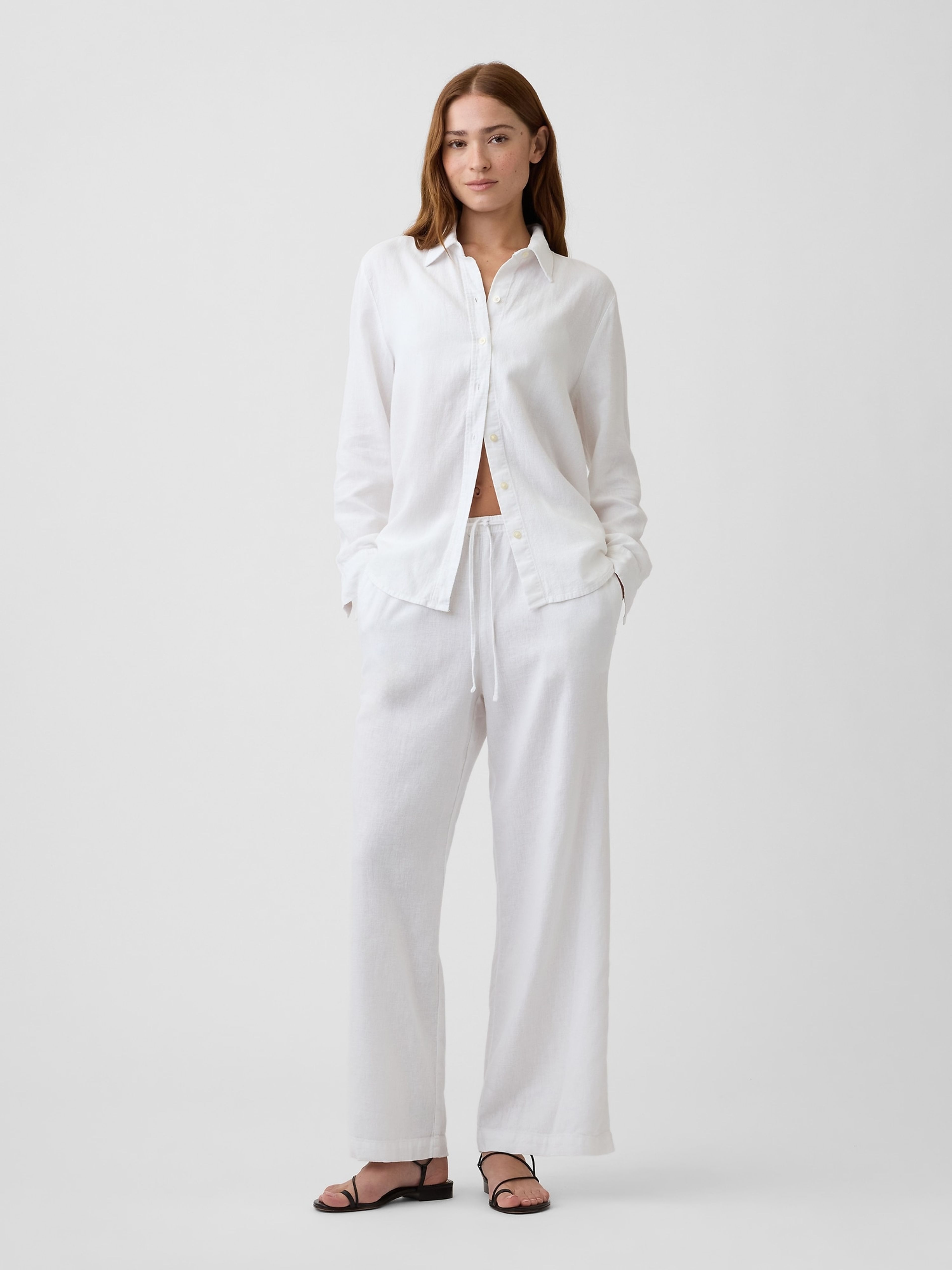 Wide-Leg nadrág lenkeverékből - 001