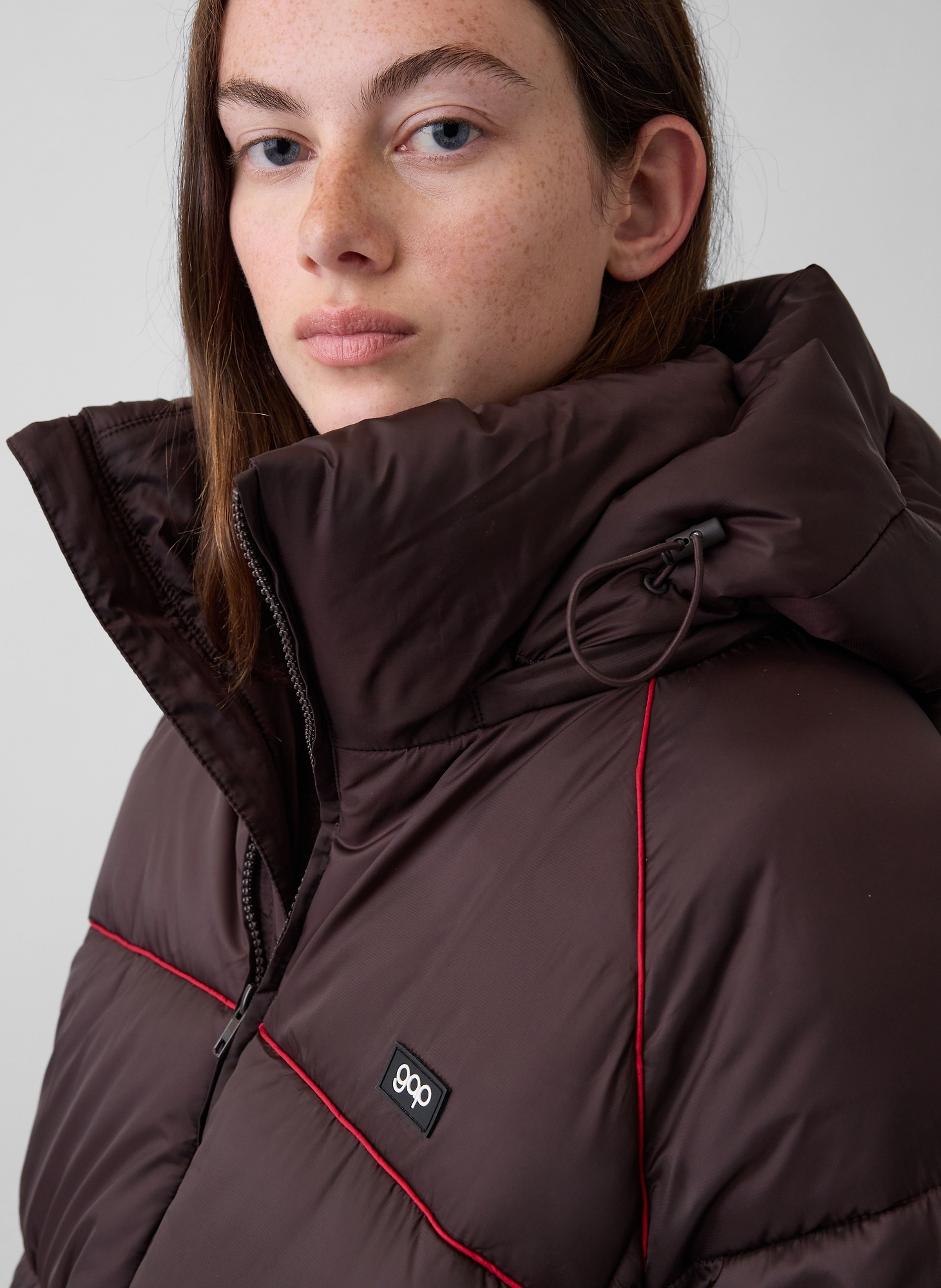 Oversize crop prešívaná bunda s logom - 004