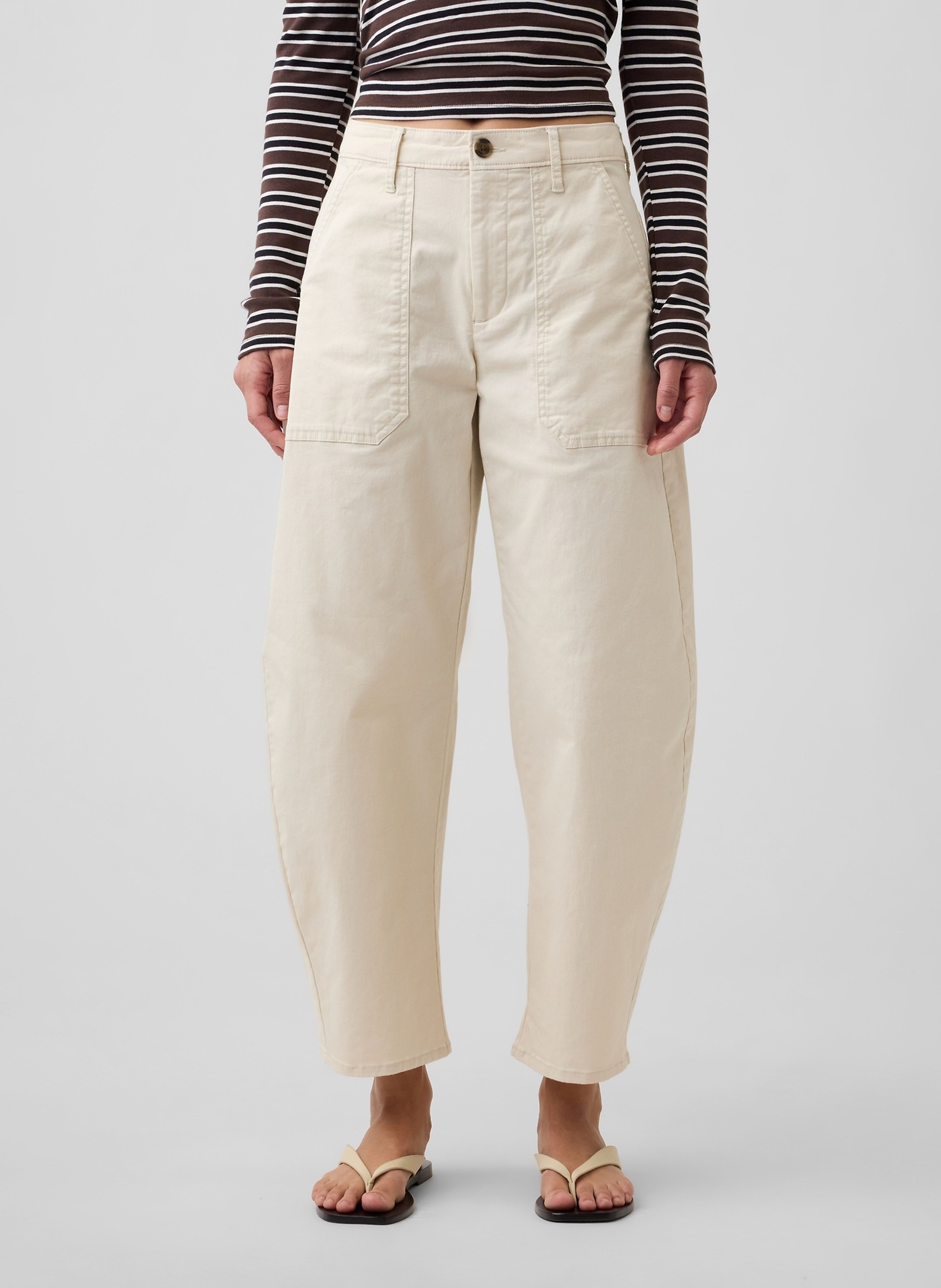Mid Rise barrel khakibroek - 002