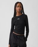 Ripp-T-Shirt mit Logo-Schwarz - 003