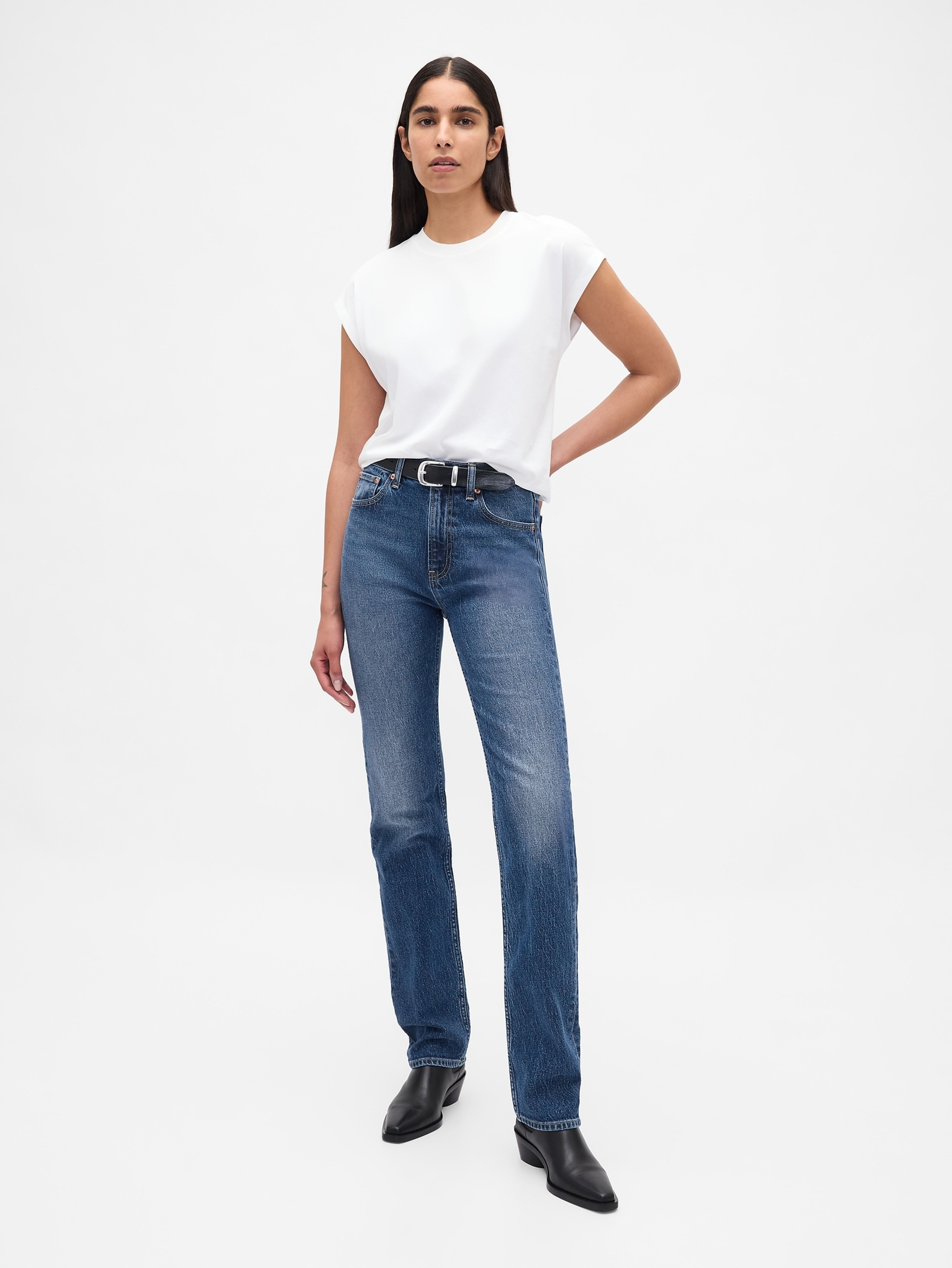 Damen High Rise 90er Straight Jeans
