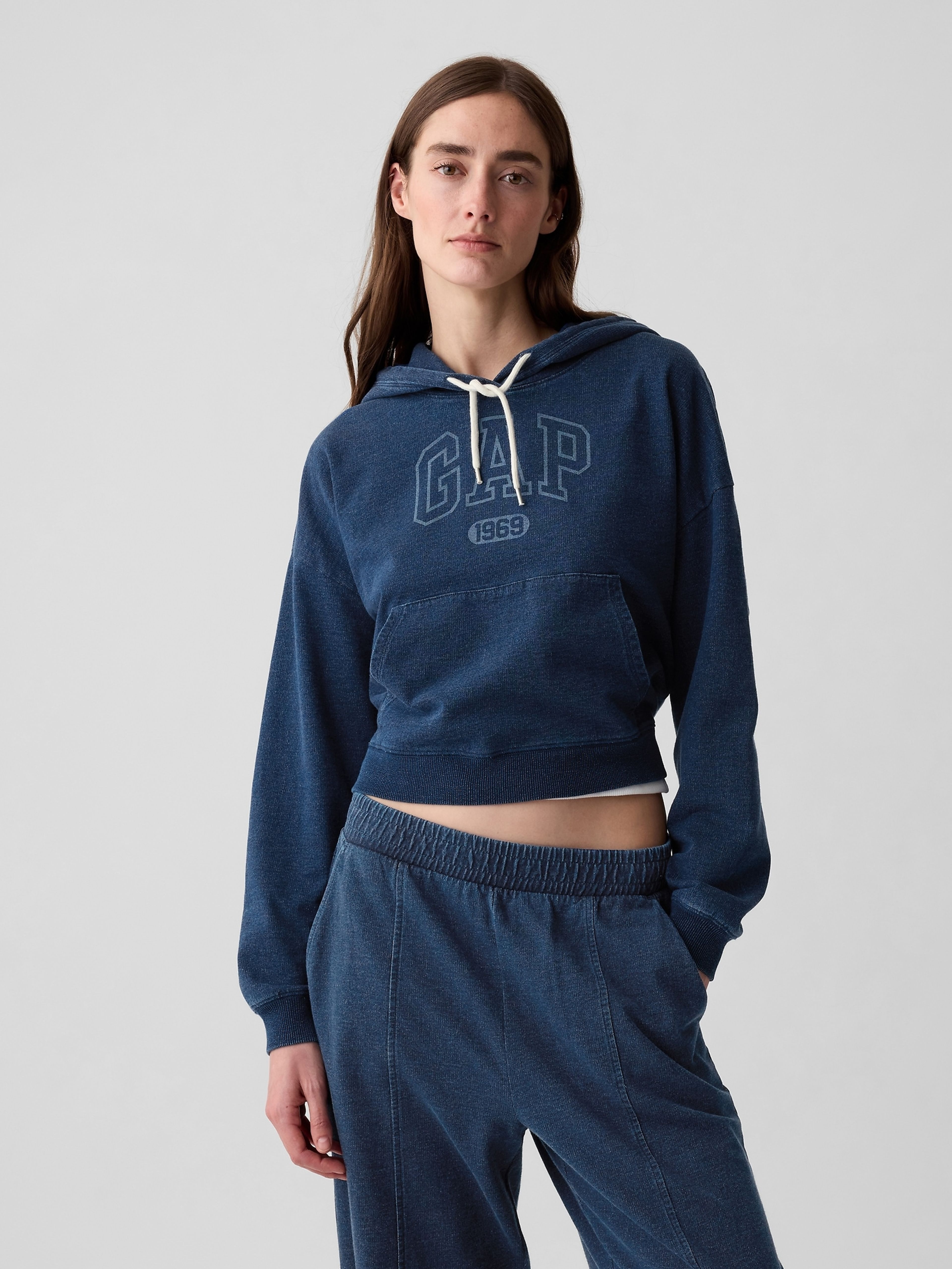 Kapuzenpulli Crop mit Logo