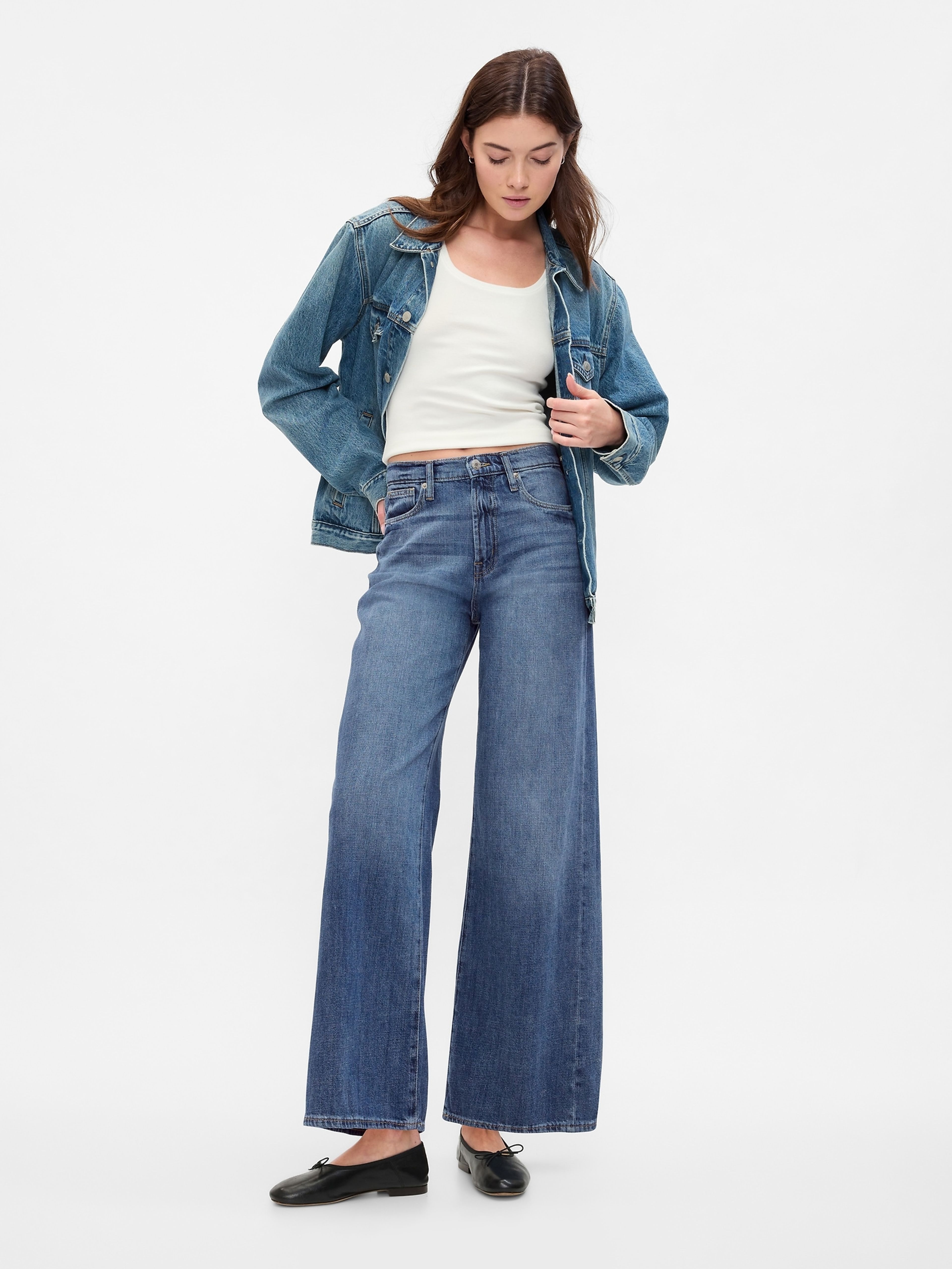 Damen High Rise Wide Jeans