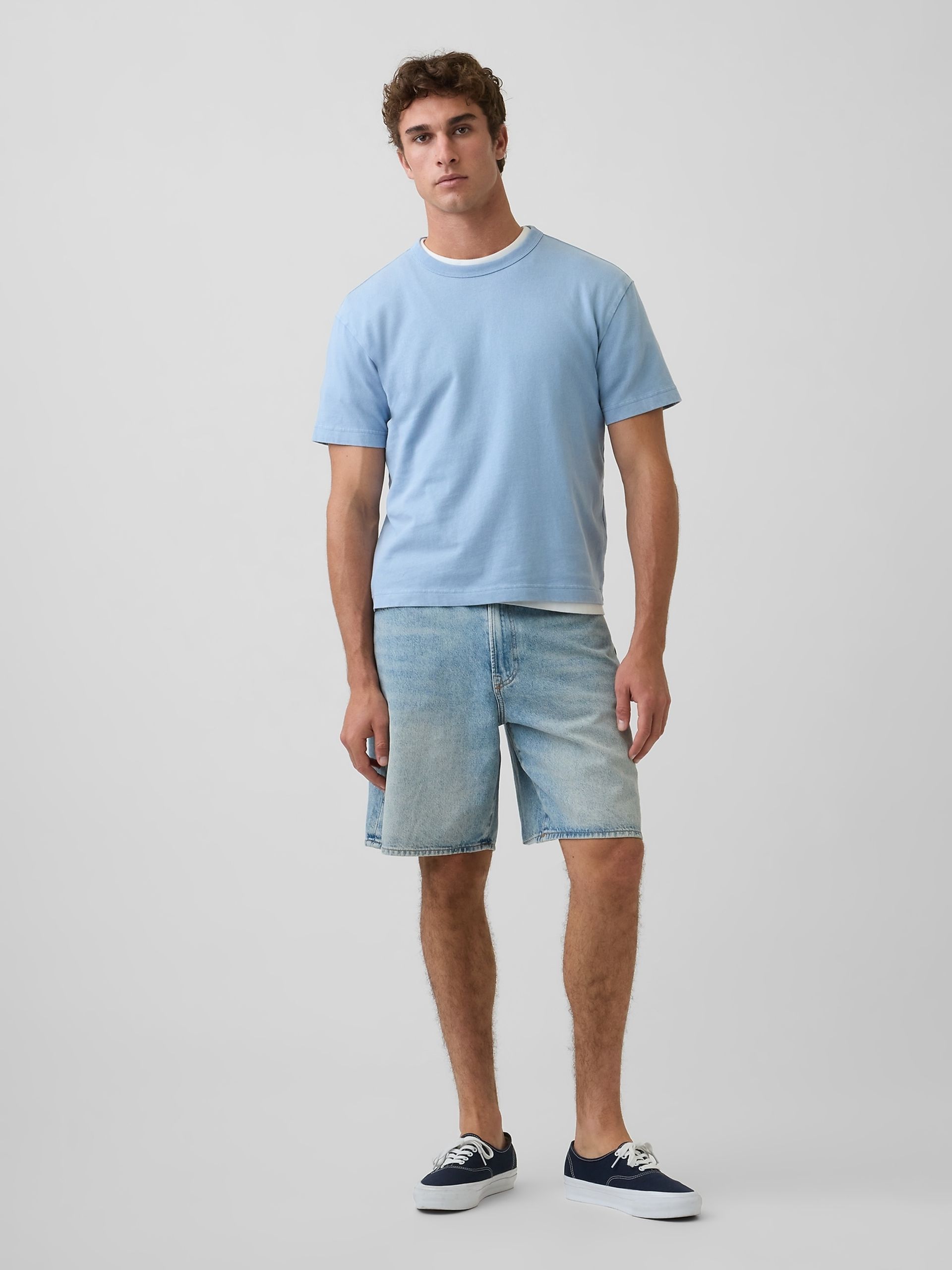 90s loose denim shorts - 001