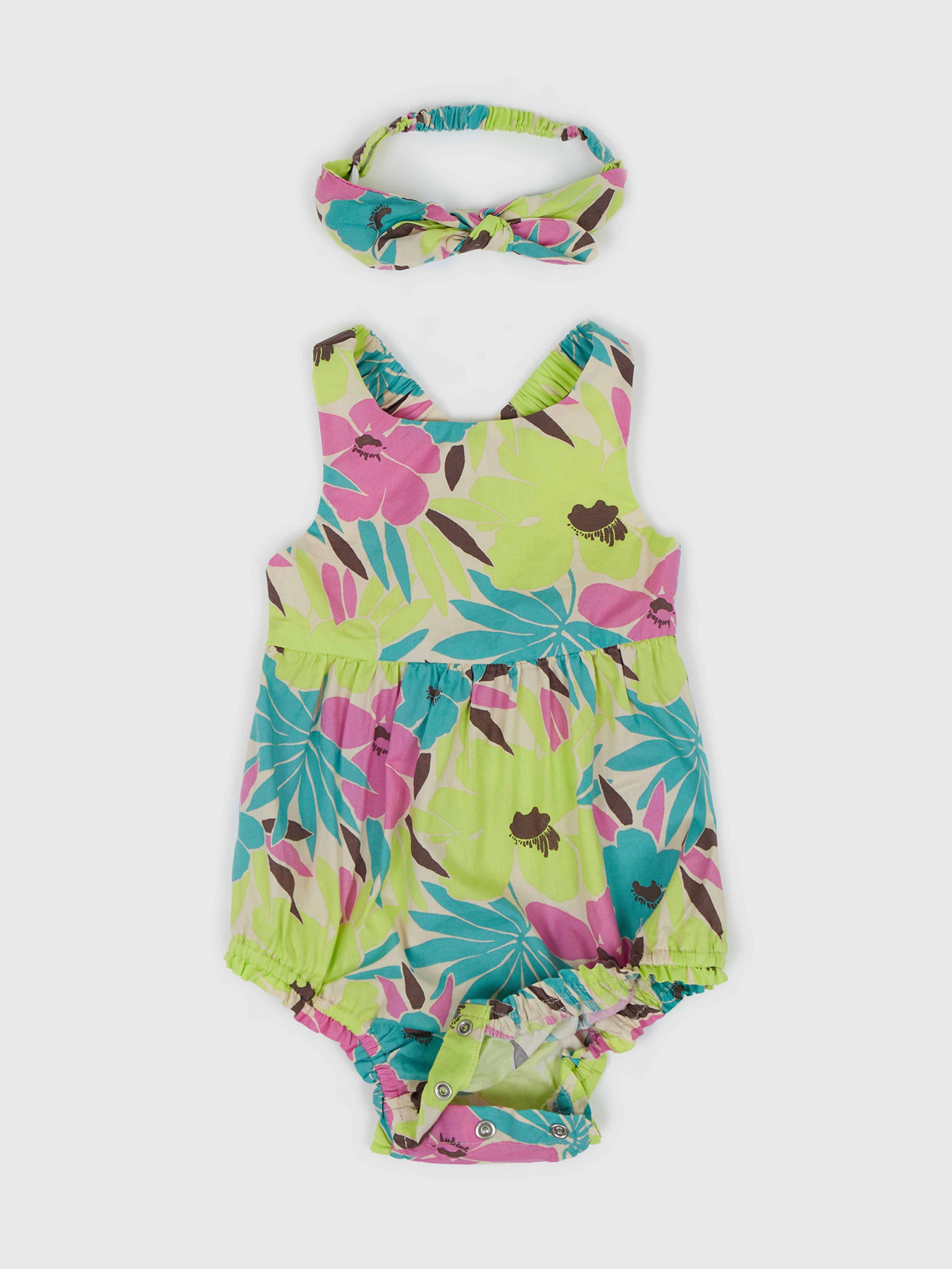 Baby Blumen-Body mit Haarband