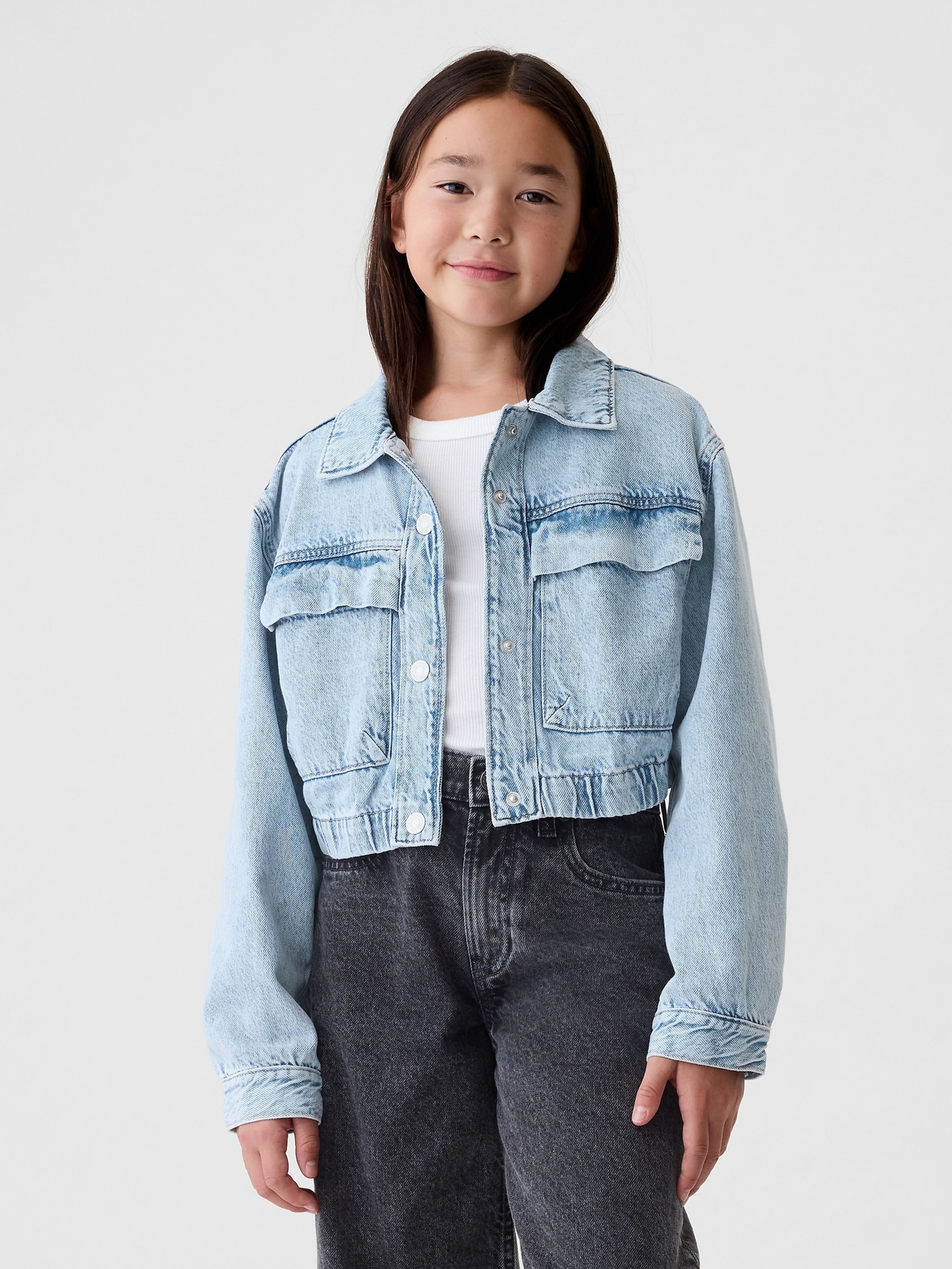 Kinder Denim Crop Jacke