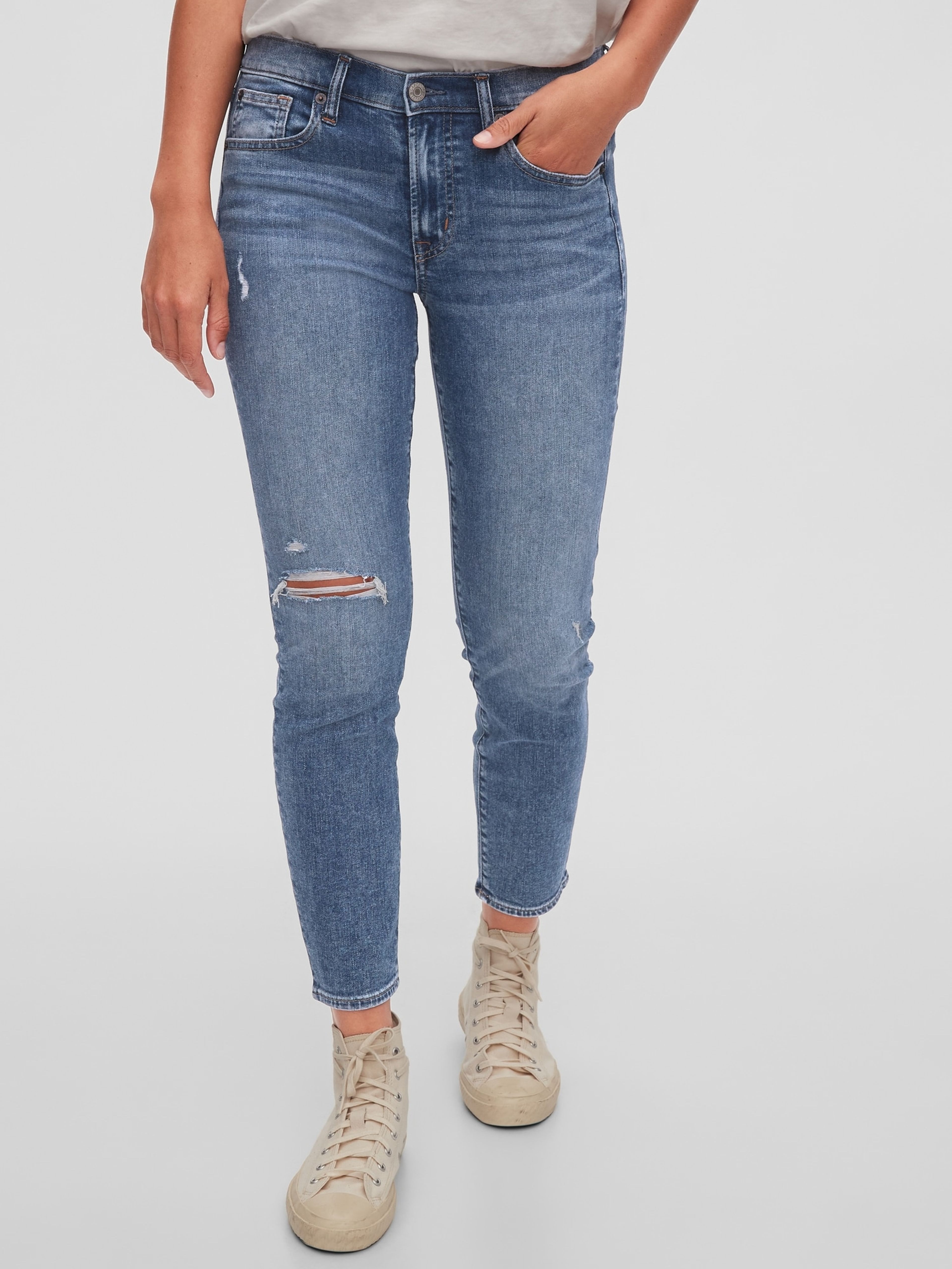 Džíny distressed true skinny mid rise