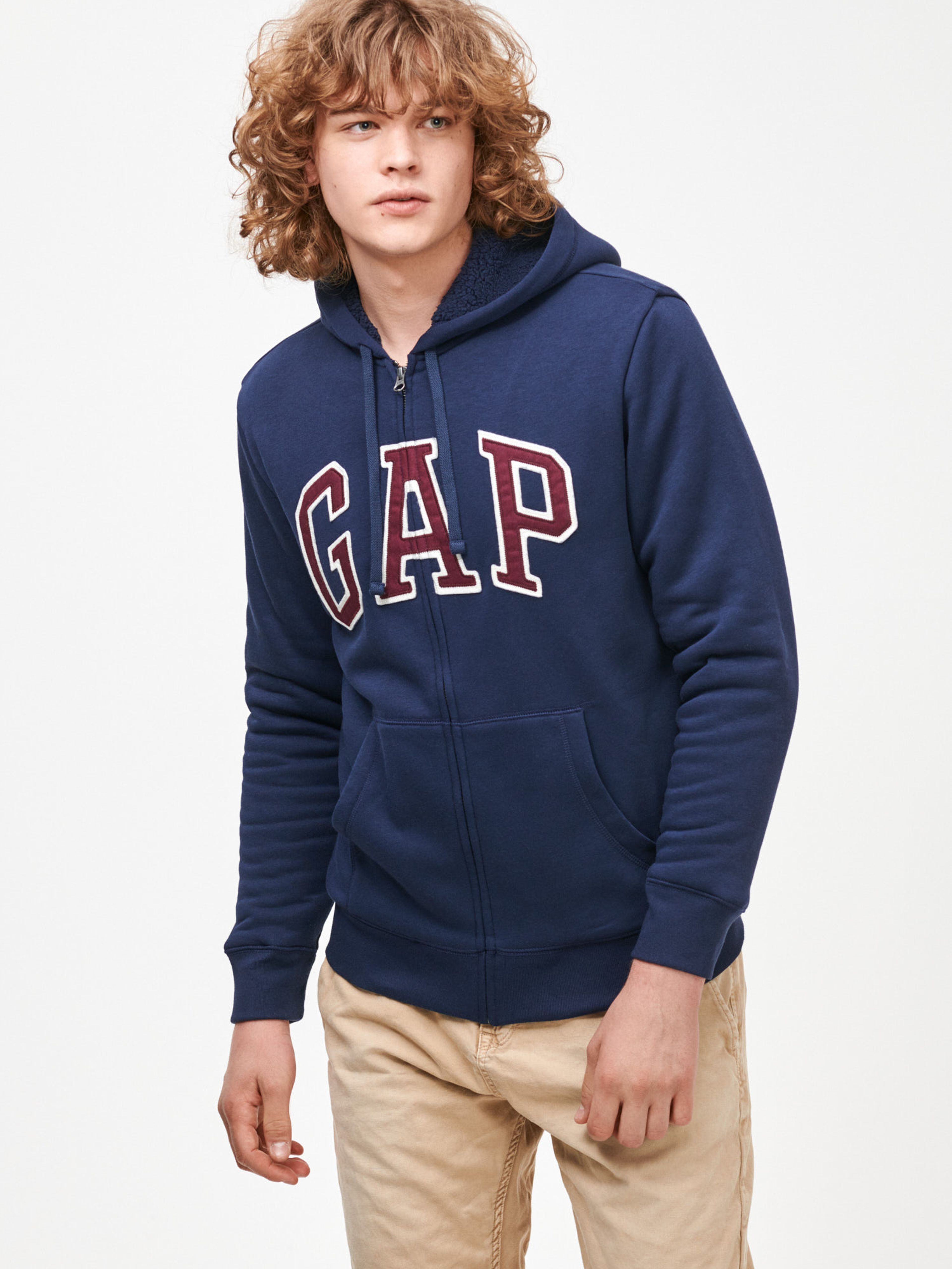 Mikina GAP logo na zip sherpa