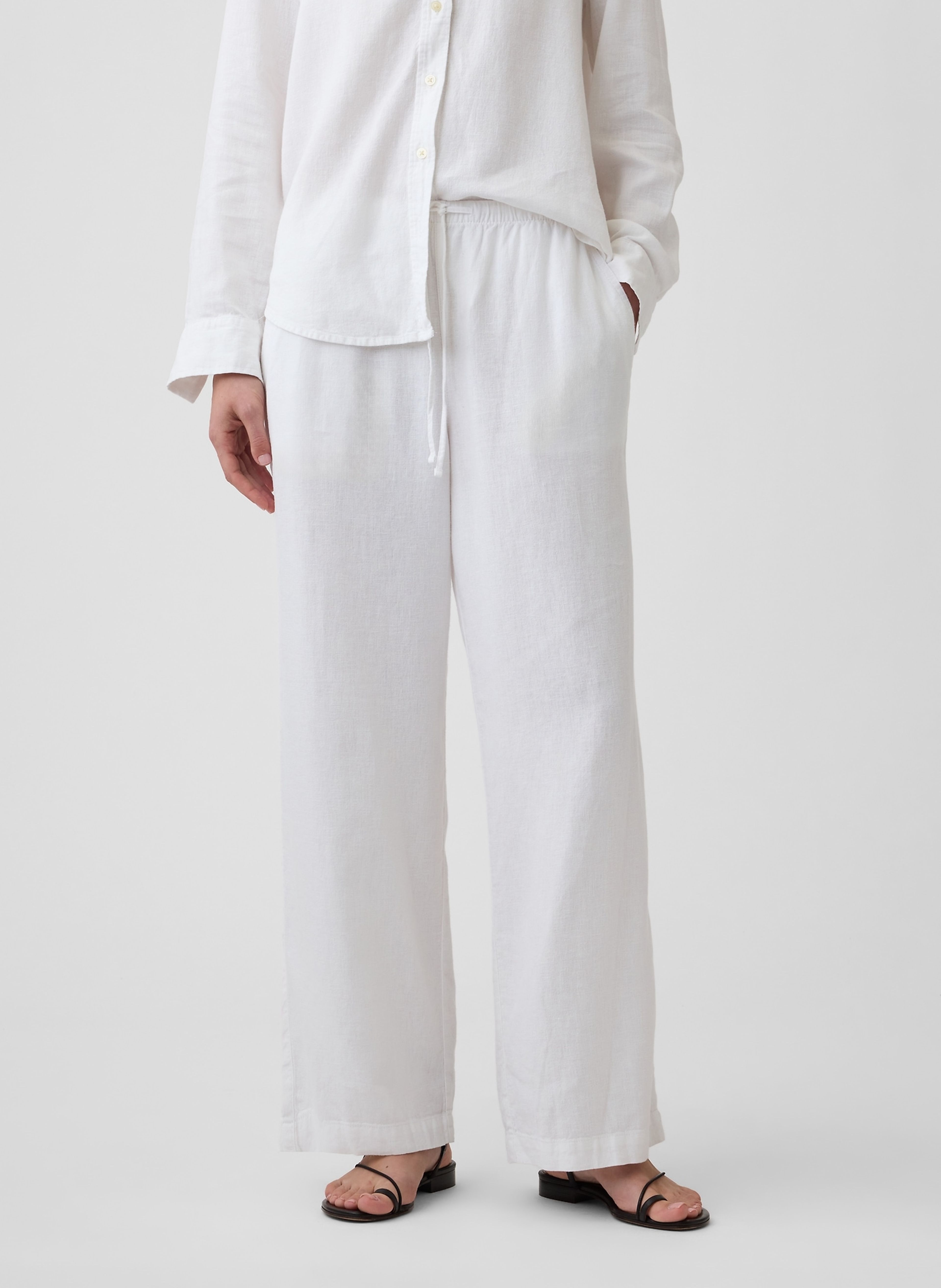 Wide-Leg nadrág lenkeverékből - 002