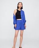 Shorts de mezcla de lino-Azul - 002