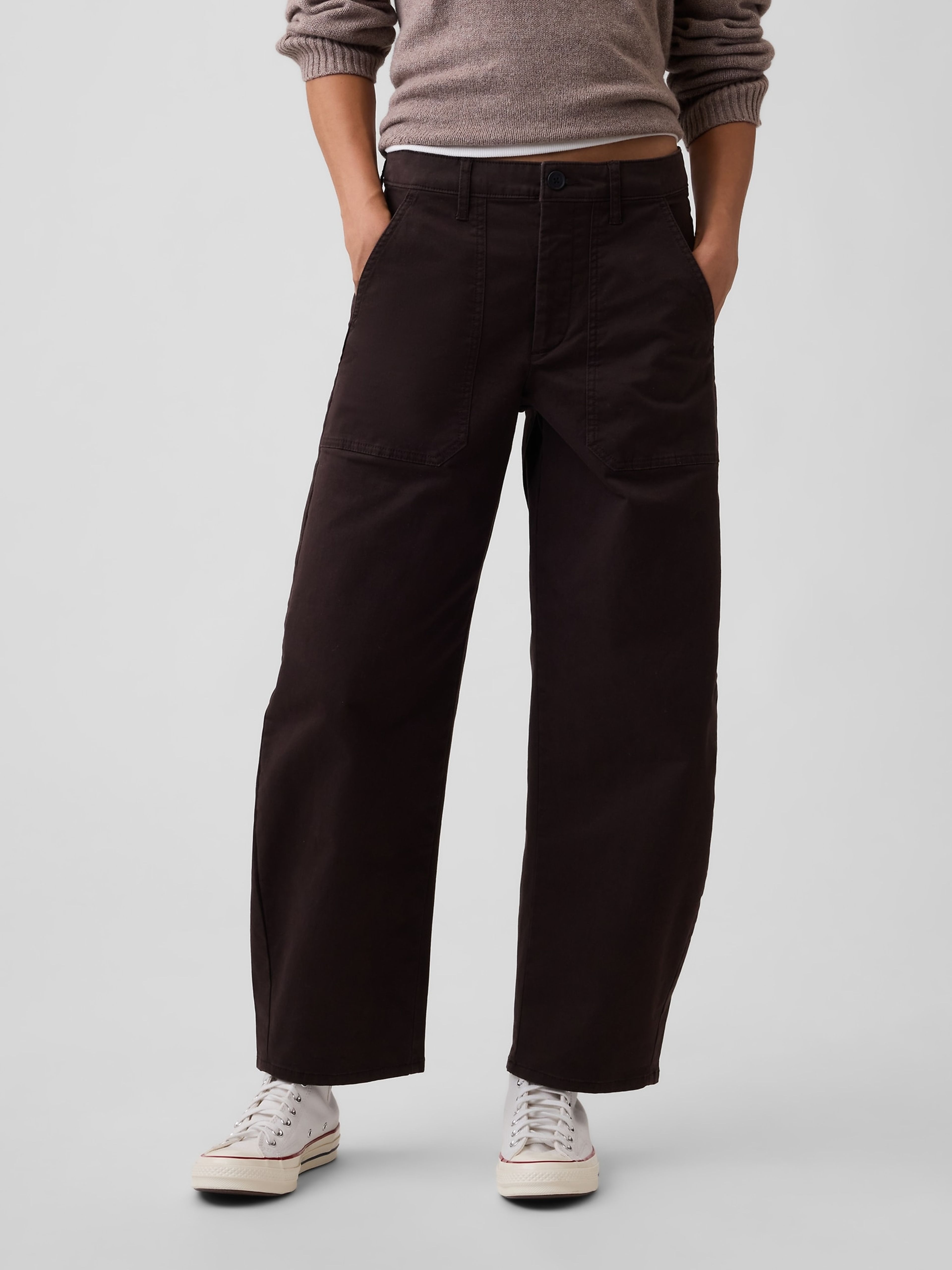 Mid Rise barrel khakibroek - 002