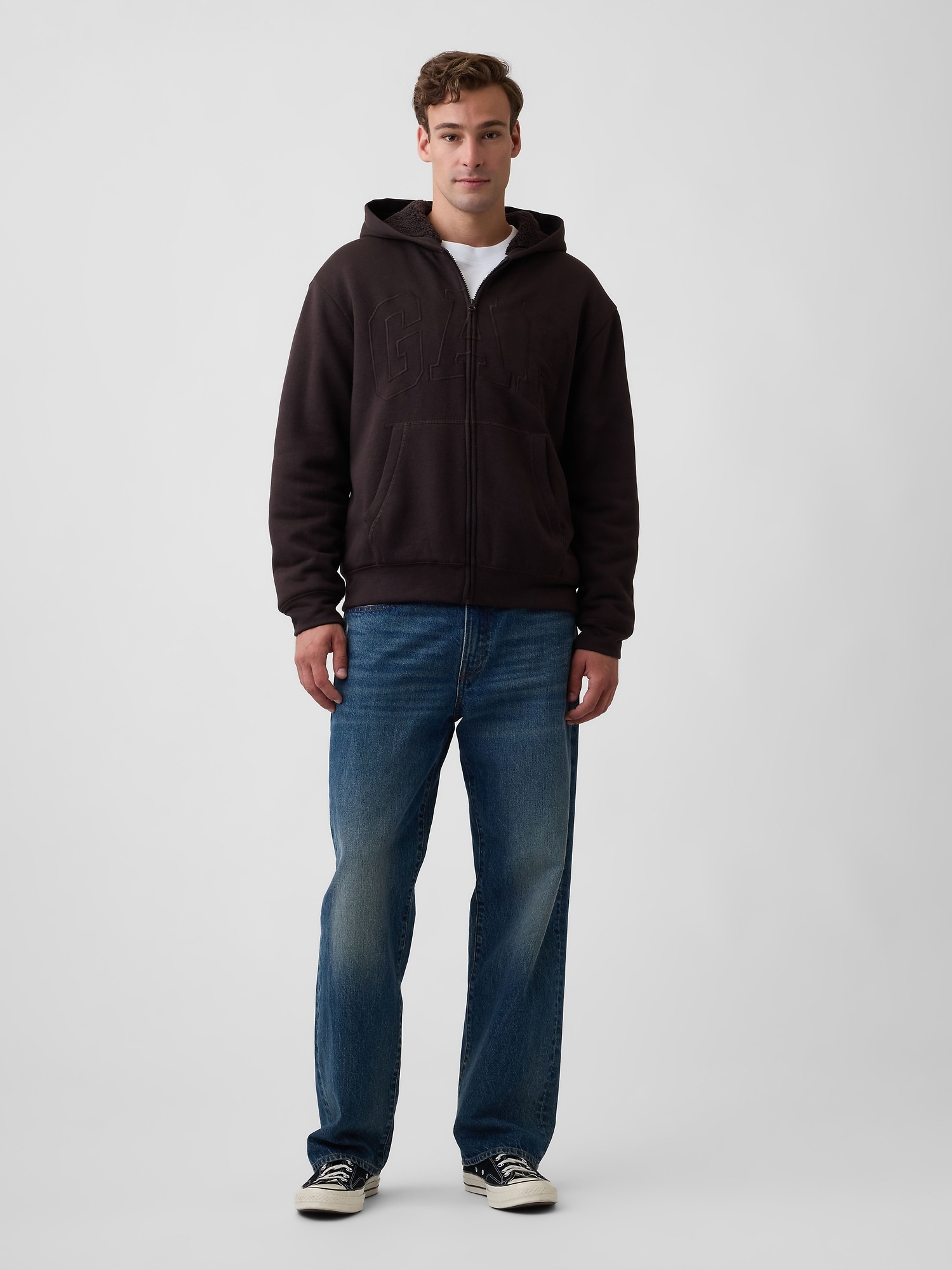 Zateplená sherpa mikina s logom - 002