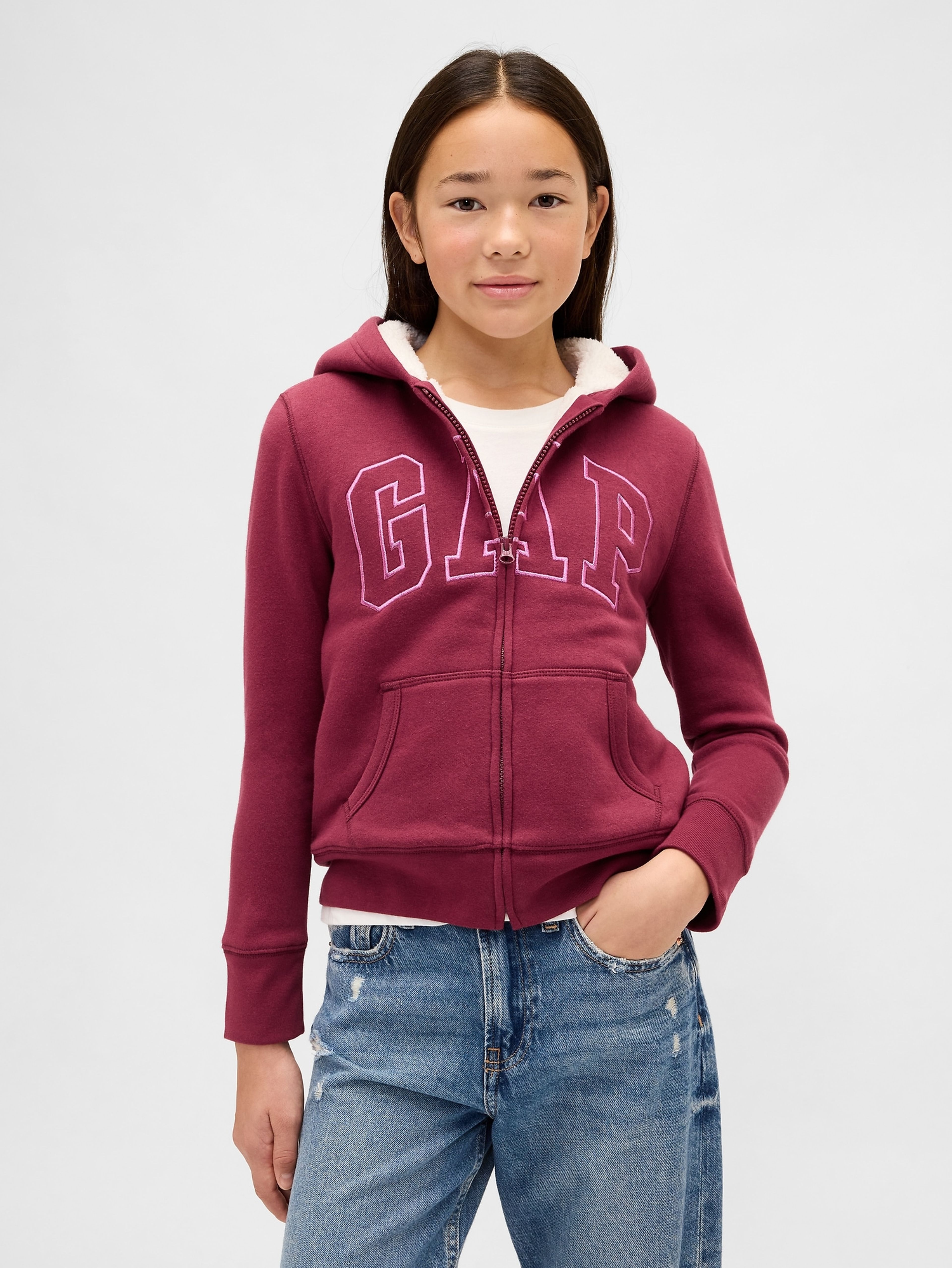 Kinder gefüttertes Fleece-Sweatshirt mit Logo - 001