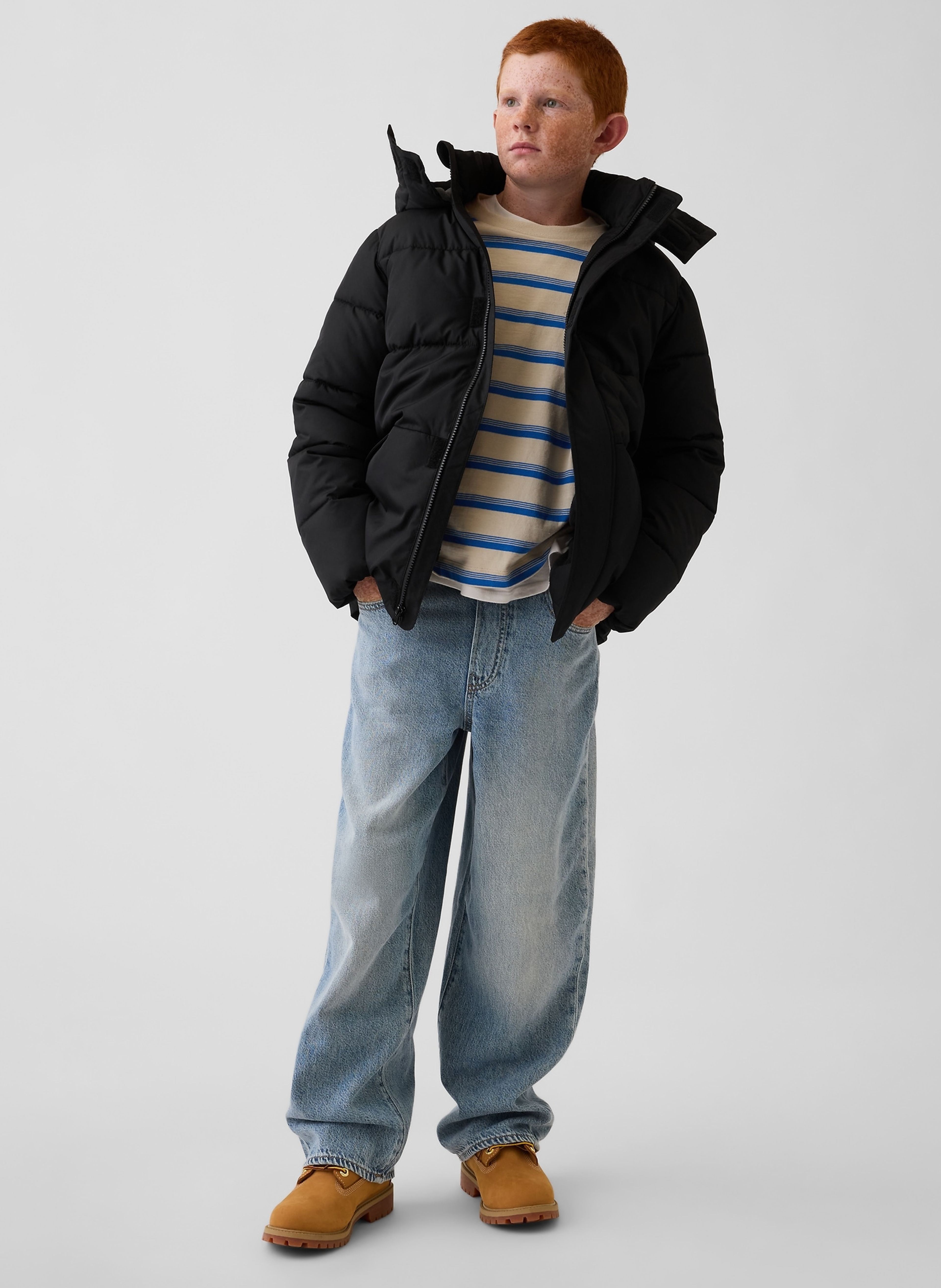 Dětská prošívaná parka s logem - 004