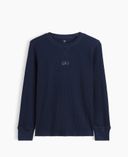 Camiseta infantil de tejido waffle con logo-Azul marino - 003