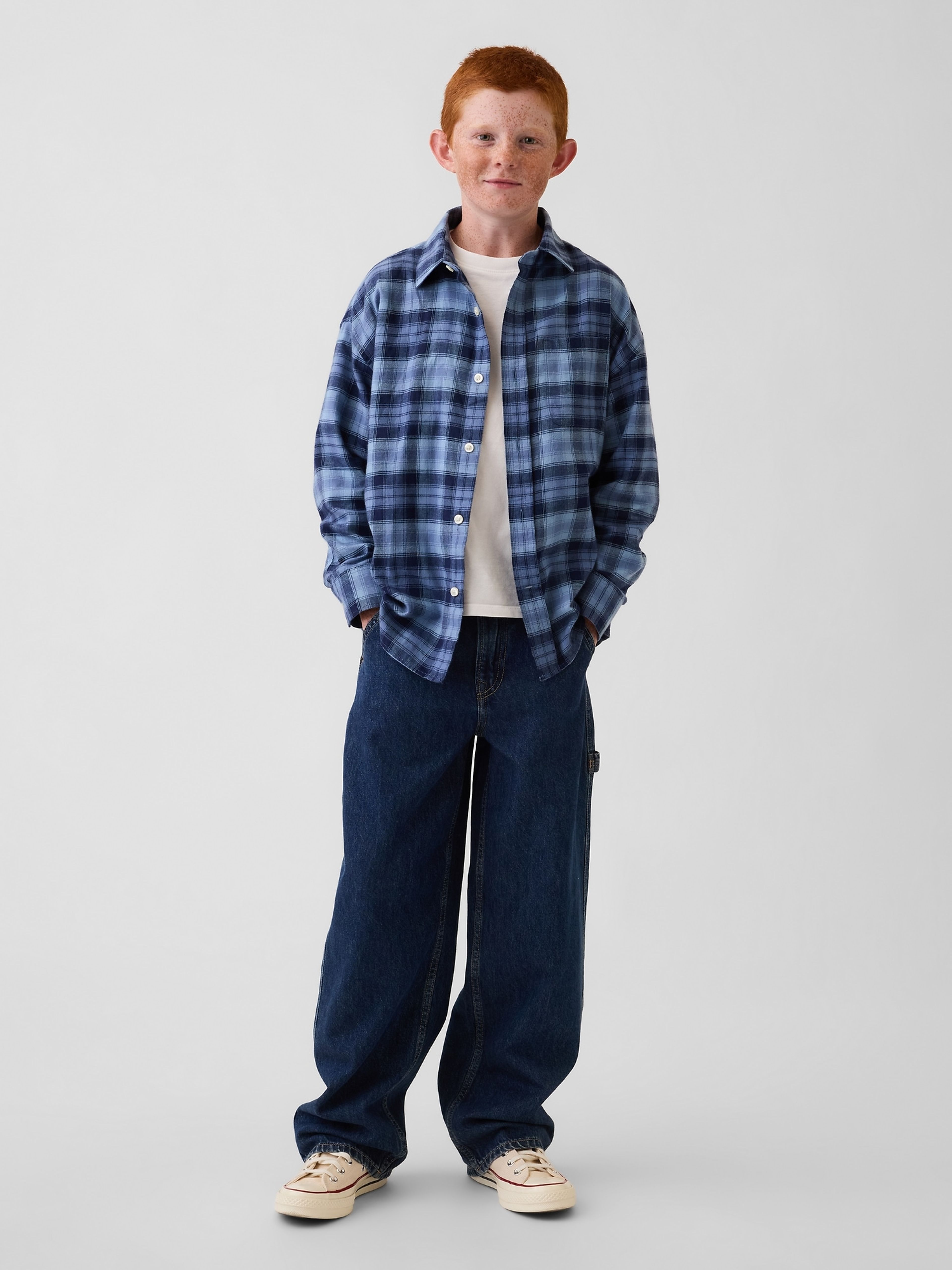 Kinder oversize flanellen overhemd - 004