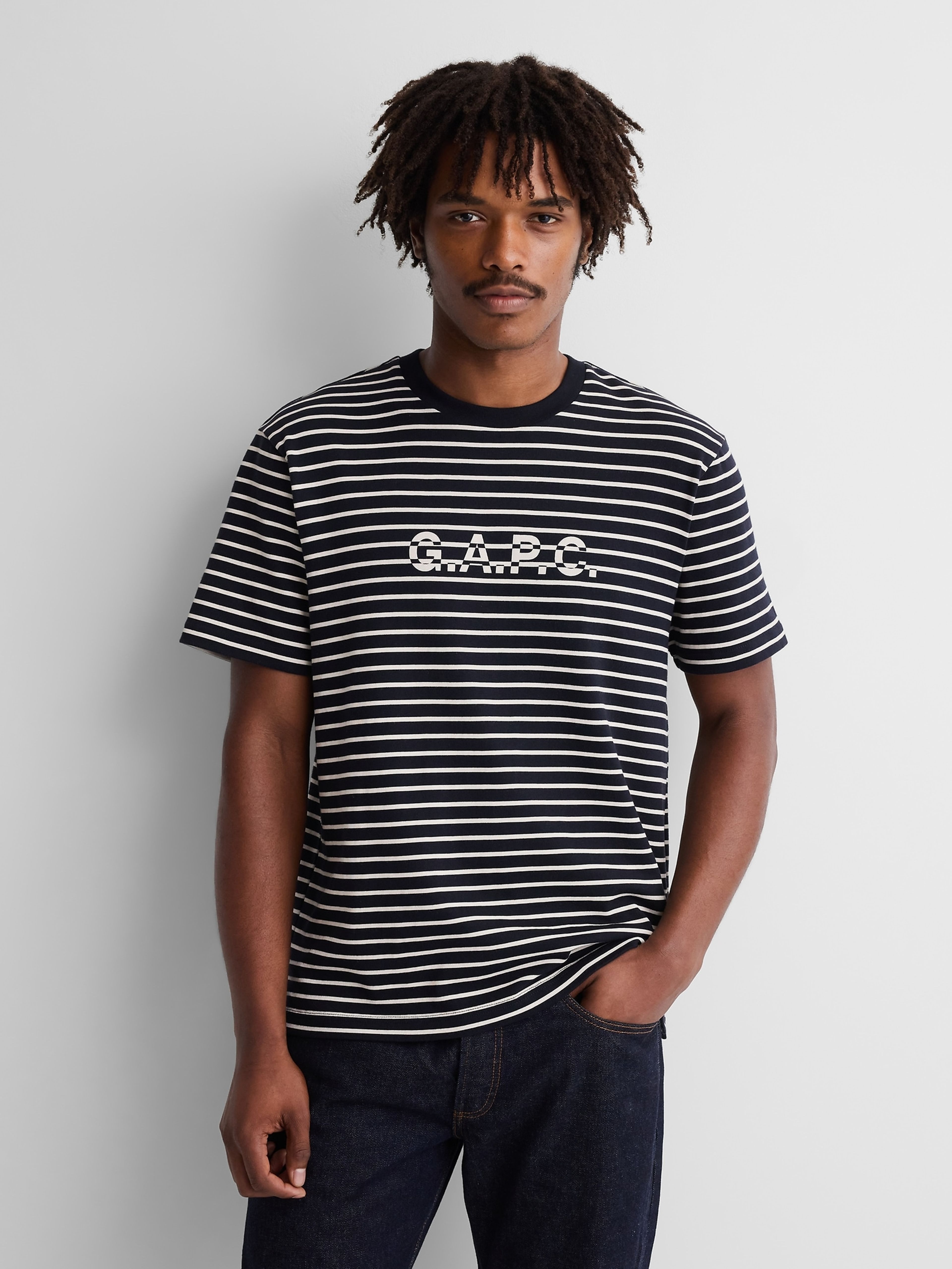 Gestreept T-shirt Gap × A.P.C. unisex met logo - 001