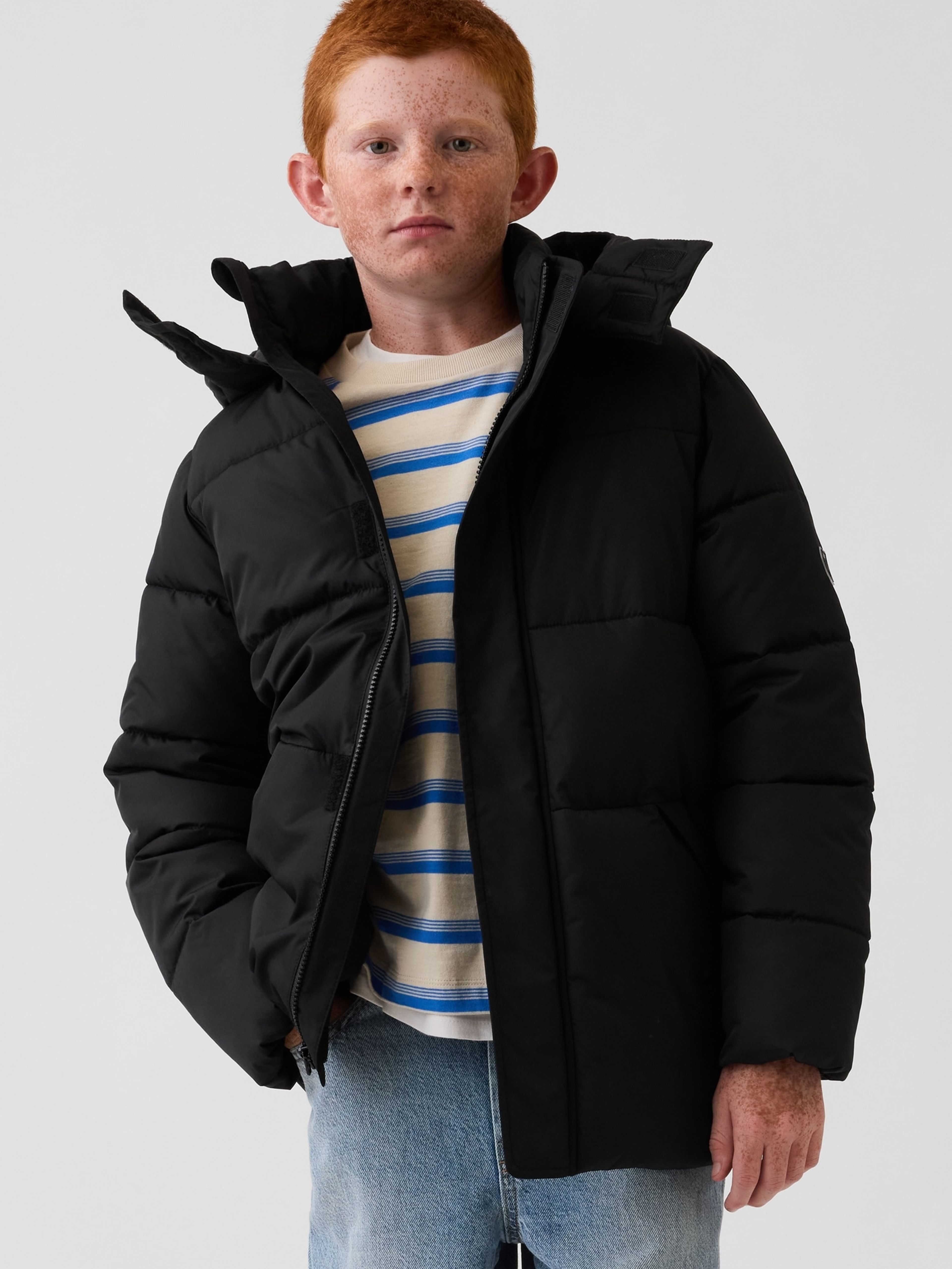 Dětská prošívaná parka s logem - 001