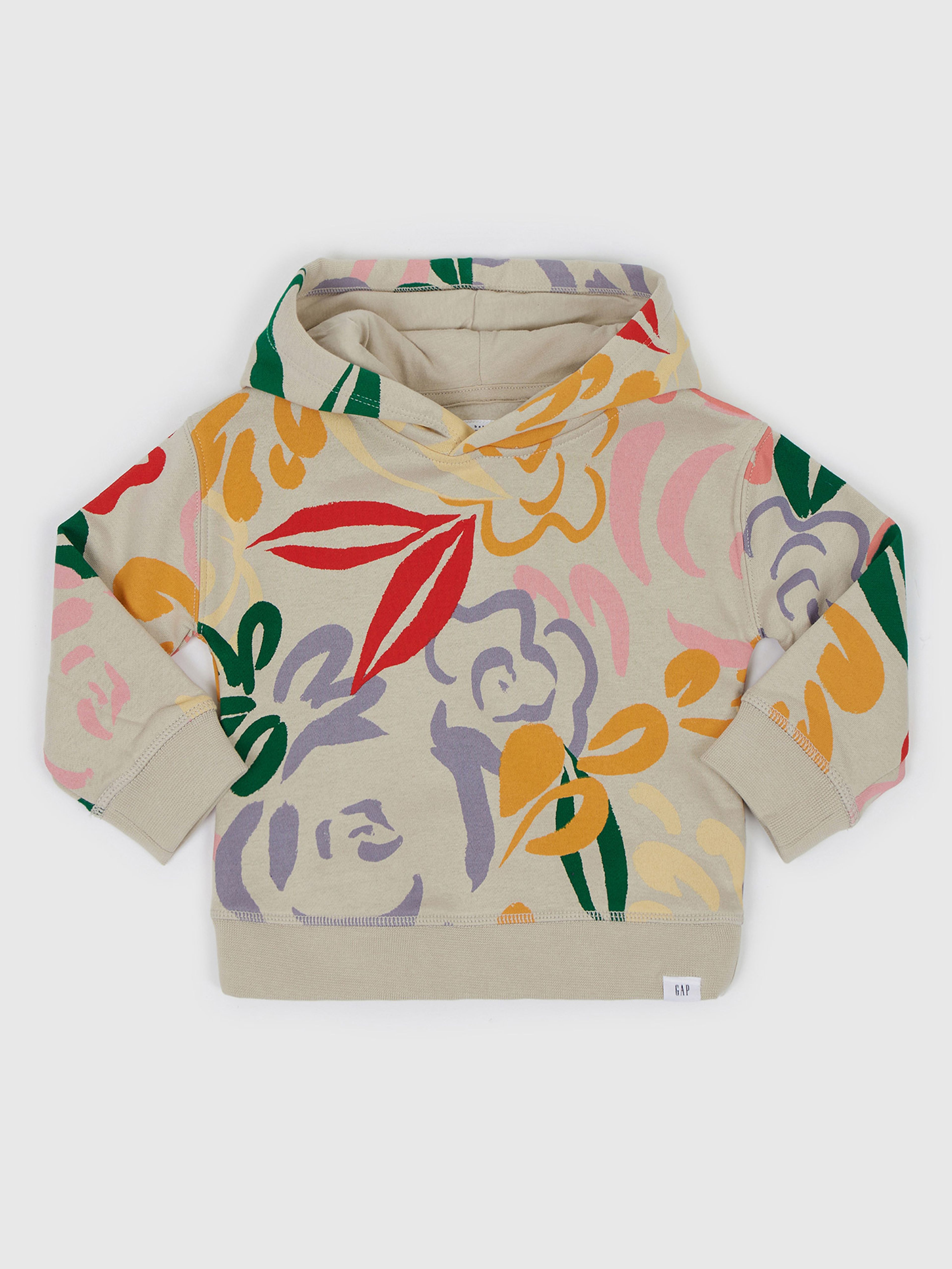 Baby mikina floral s kapucňou