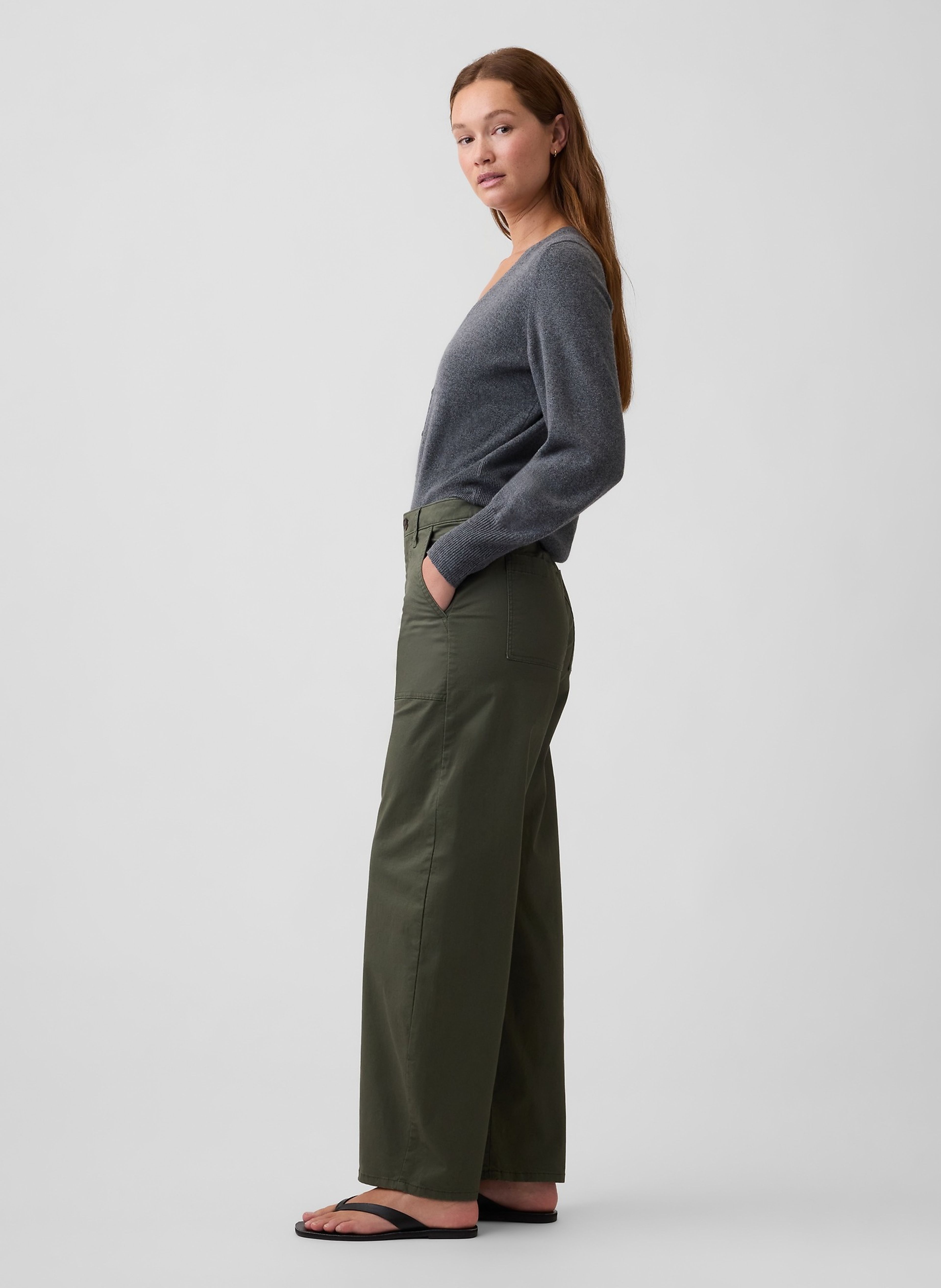 Mid Rise Barrel Khakihose - 003