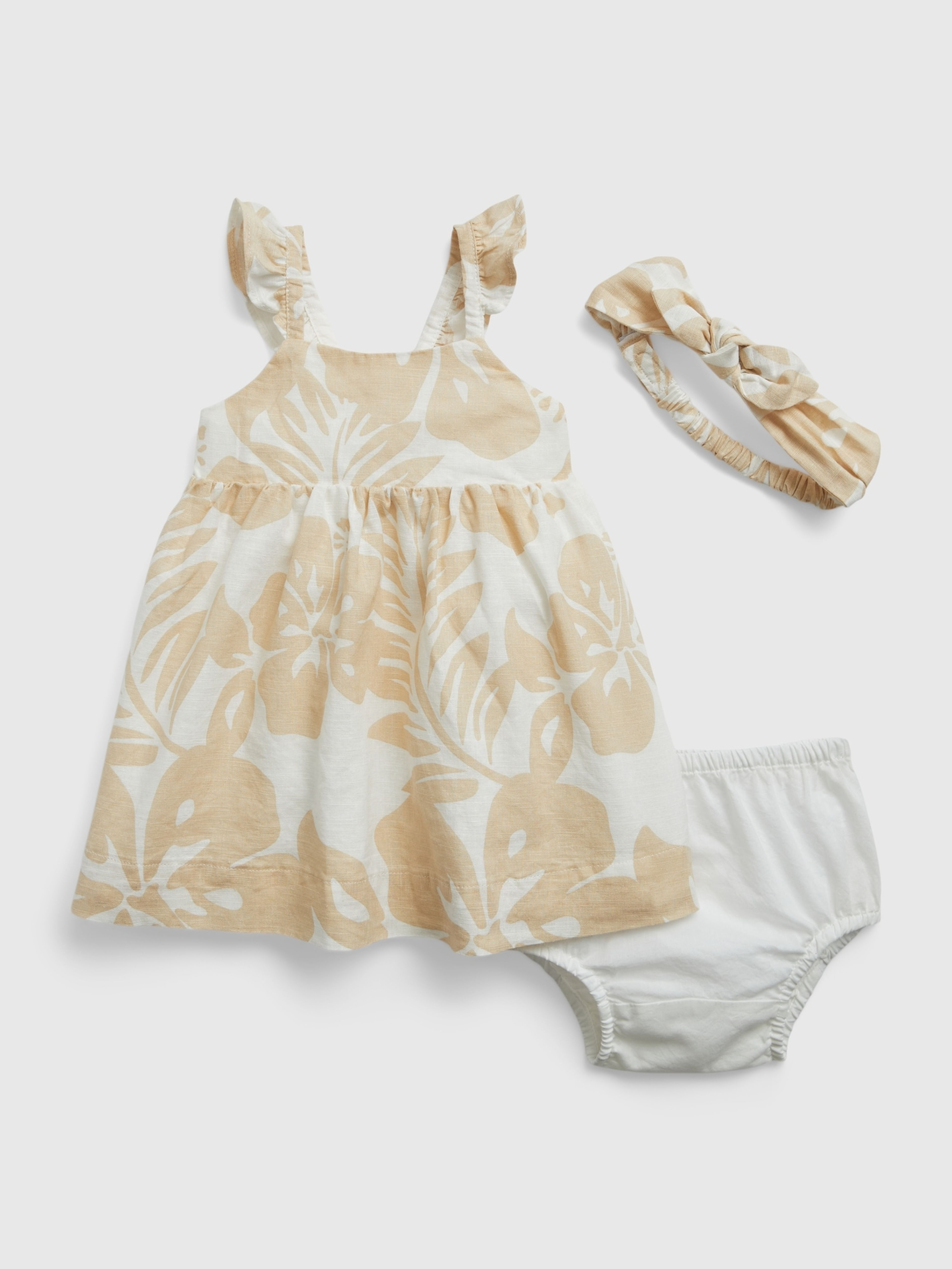 Baby Leinenkleid mit Haarband