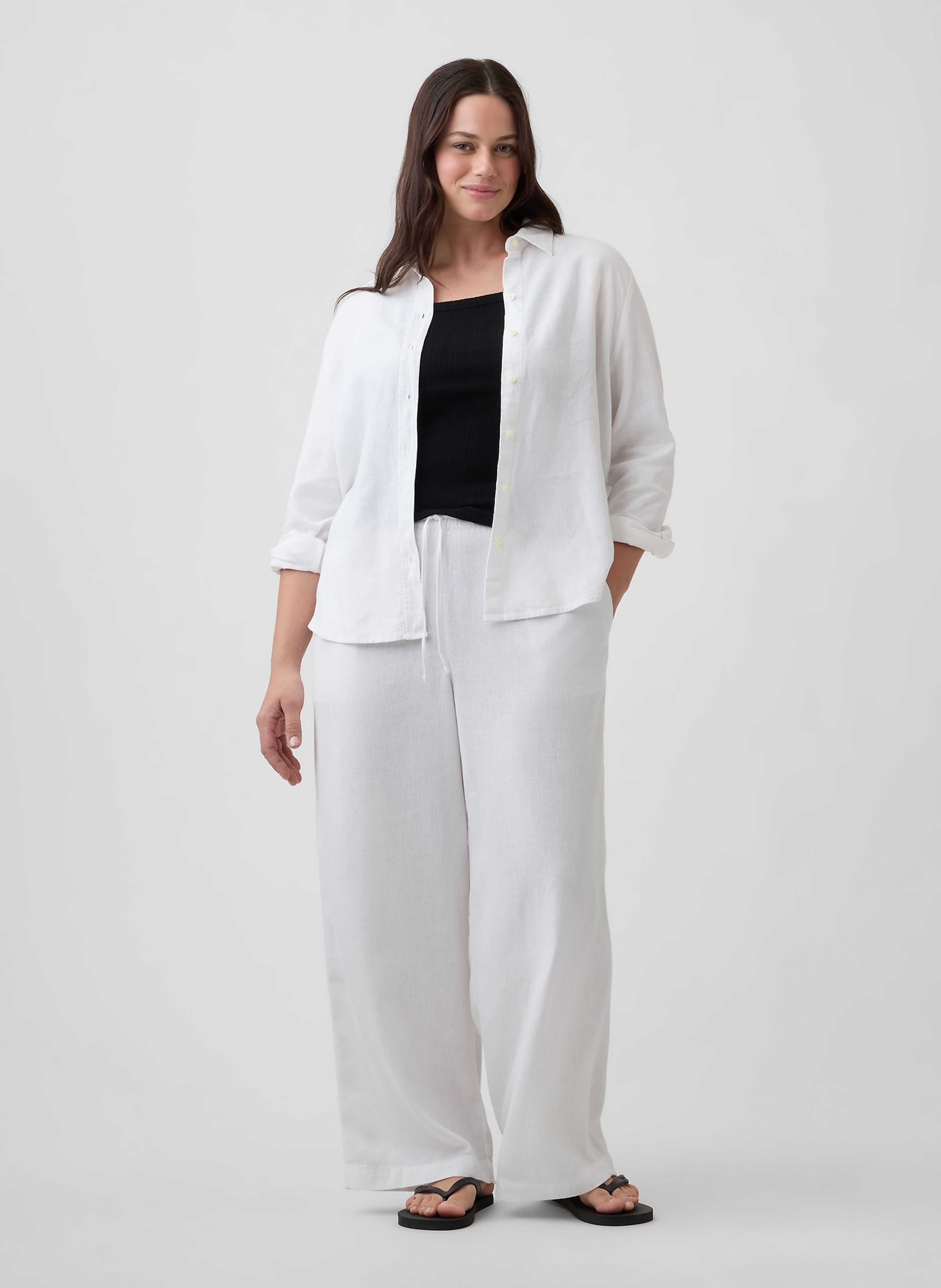 Wide-Leg nadrág lenkeverékből - 005