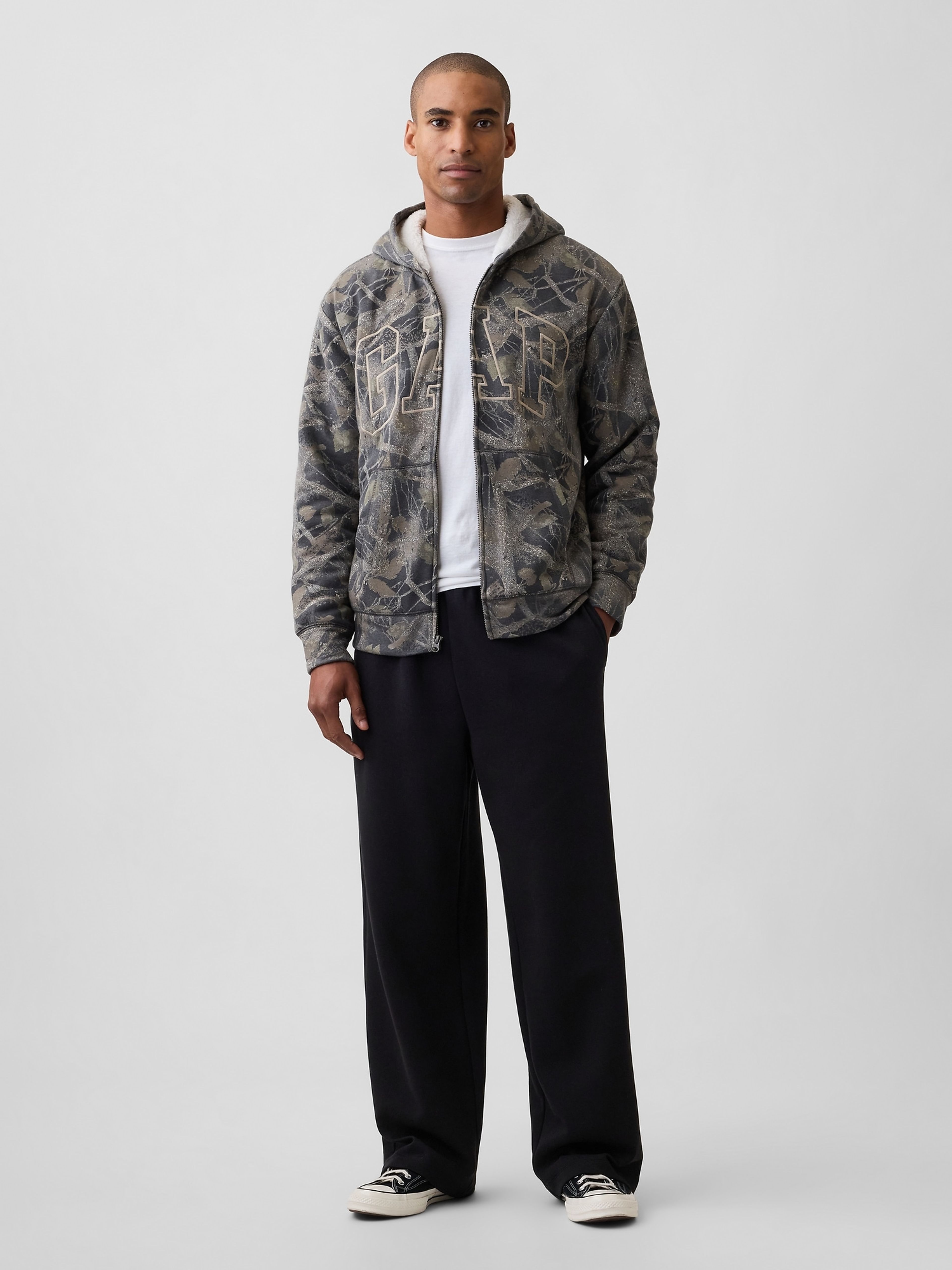 Felpa sherpa imbottita con logo - 003