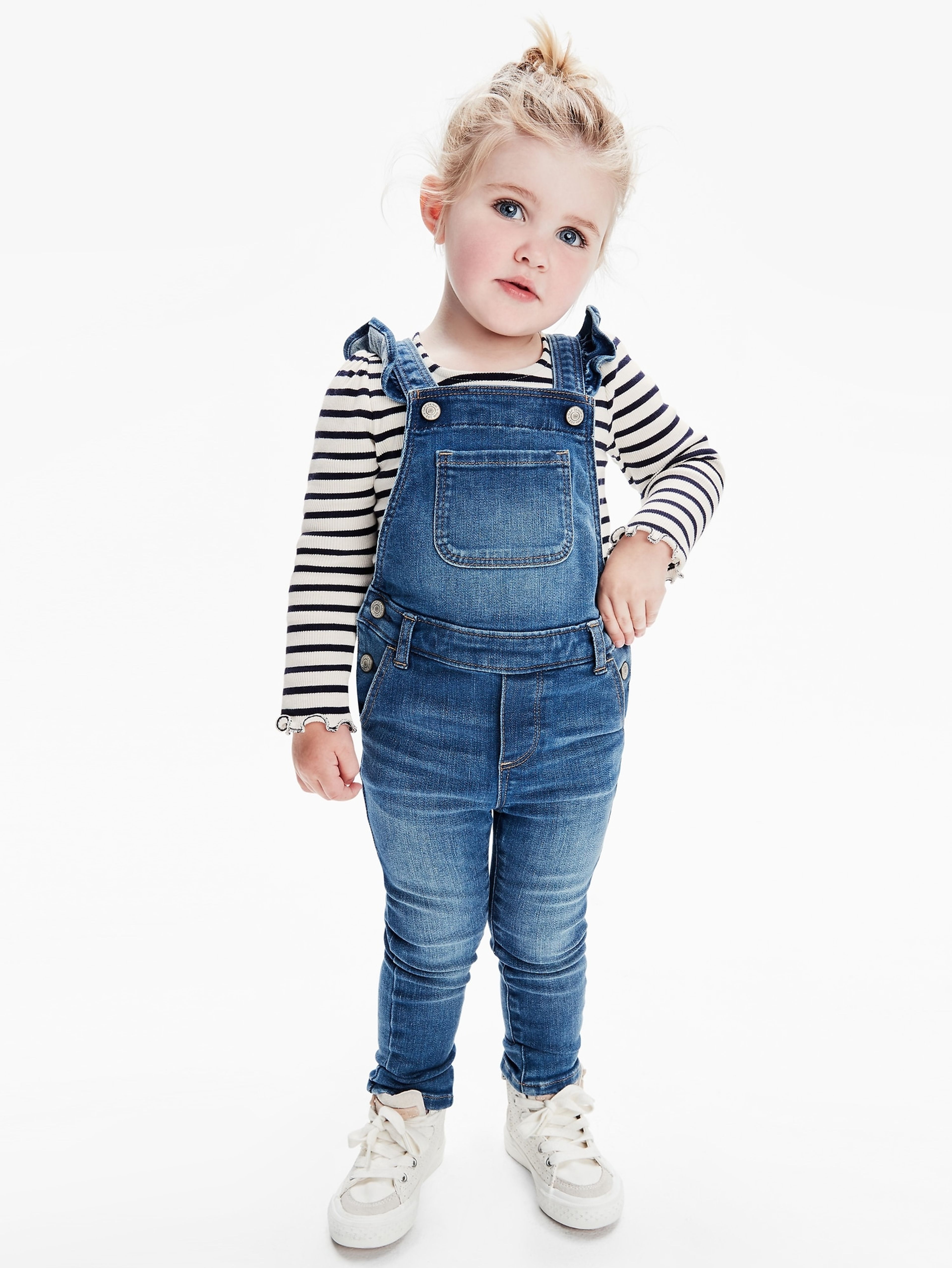 Baby blugi skinny cu bretele